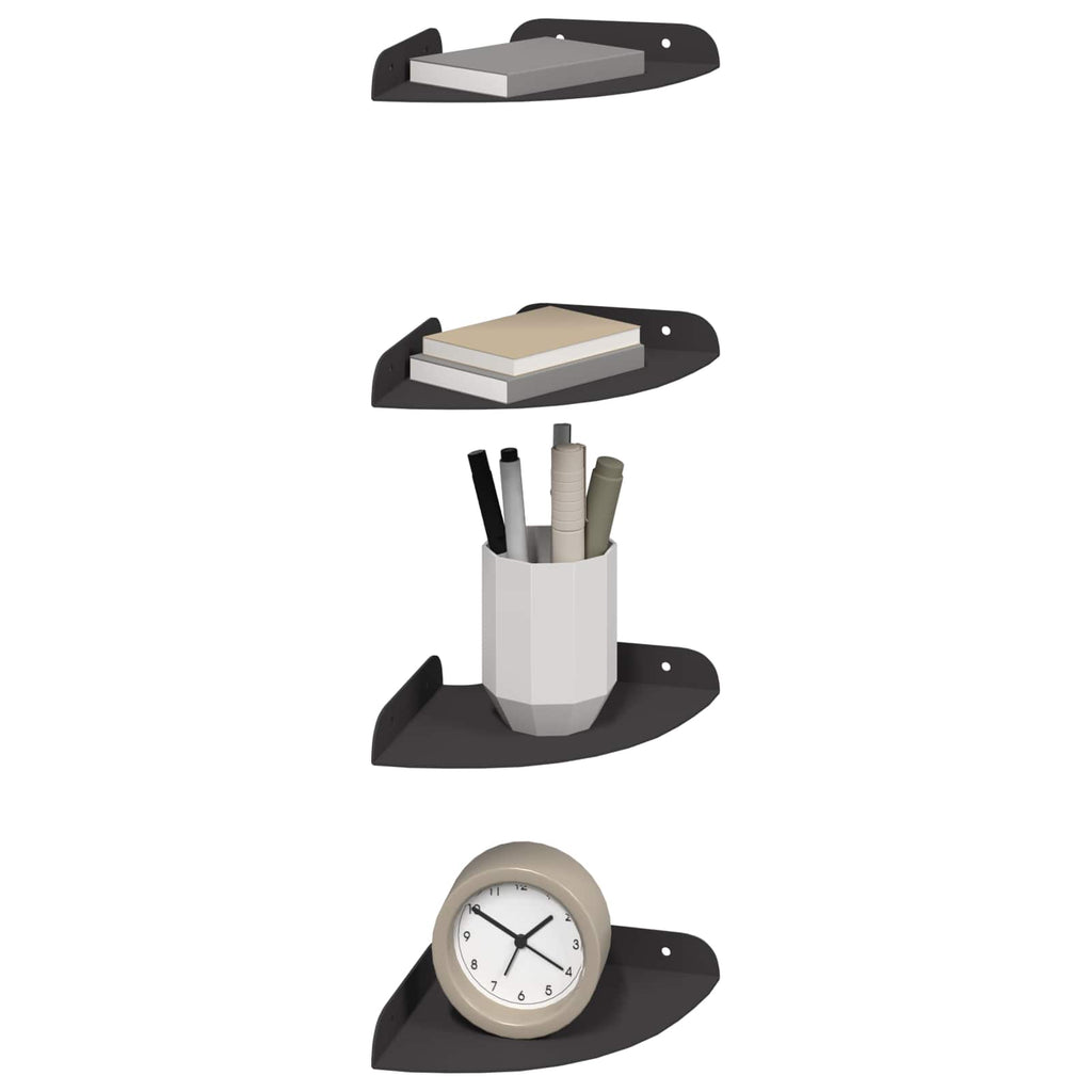 vidaXL Półka wisząca z półką 4 pcs Czarny 15 x 15 x 2 cm