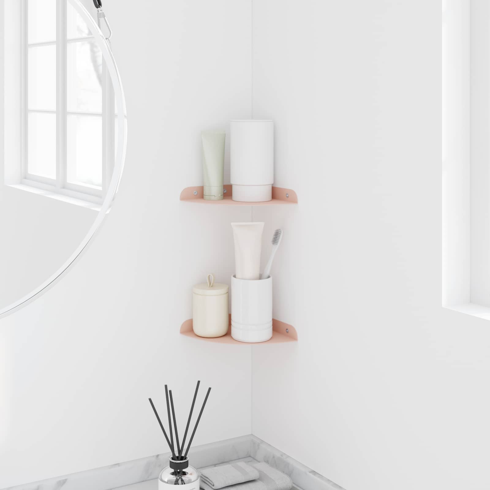 vidaXL Półka wisząca z półką 2 pcs Różowy 15 x 15 x 2 cm