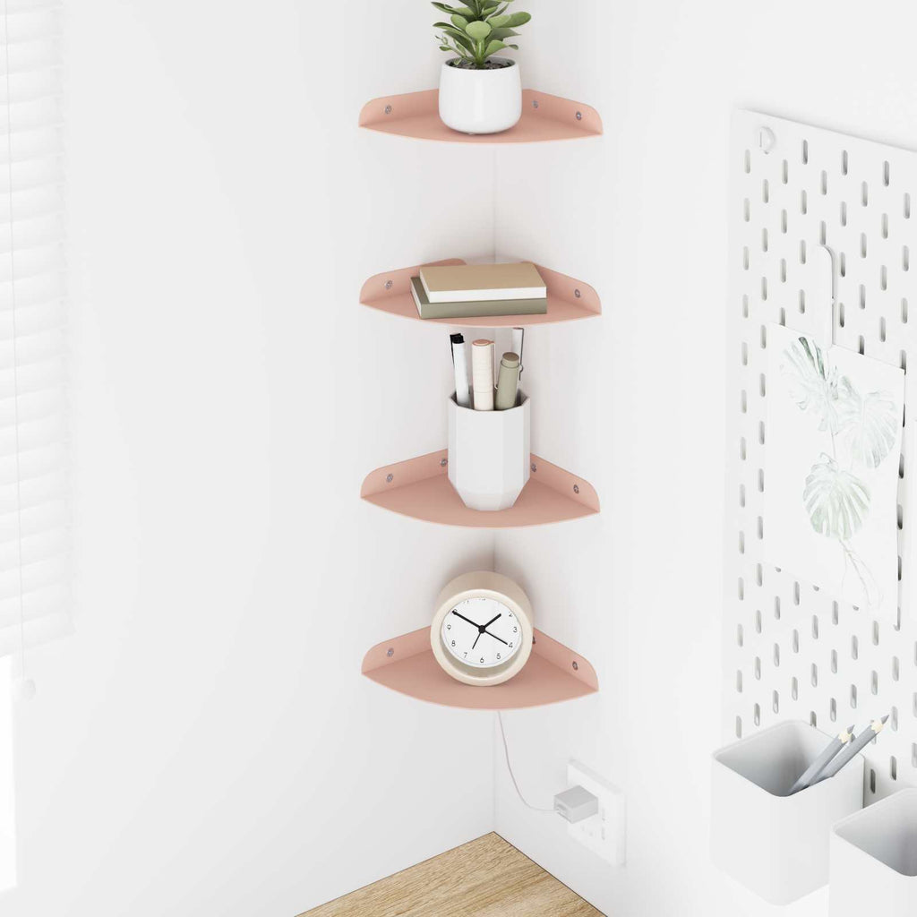 vidaXL Półka wisząca z półką 4 pcs Różowy 15 x 15 x 2 cm