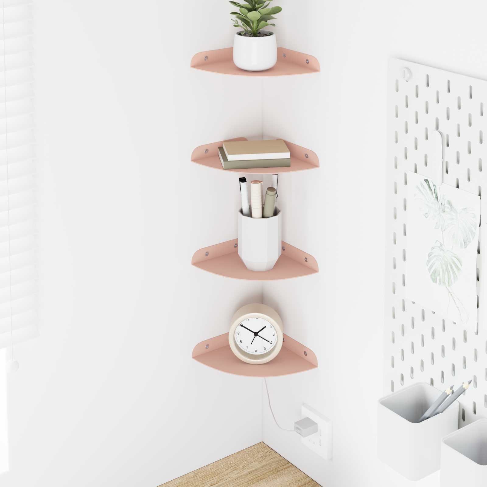 vidaXL Półka wisząca z półką 4 pcs Różowy 15 x 15 x 2 cm