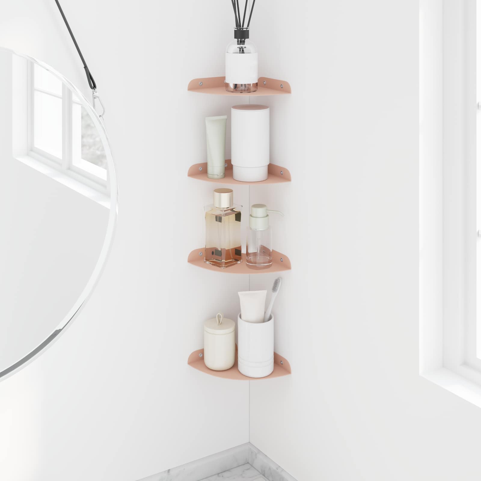 vidaXL Półka wisząca z półką 4 pcs Różowy 15 x 15 x 2 cm
