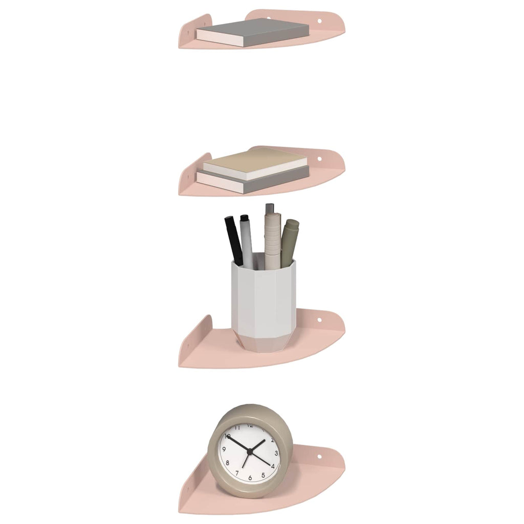 vidaXL Półka wisząca z półką 4 pcs Różowy 15 x 15 x 2 cm