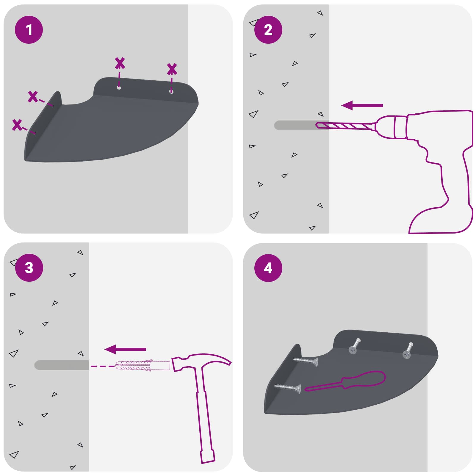 vidaXL Półka wisząca z półką 2 pcs Antracyt 15 x 15 x 2 cm