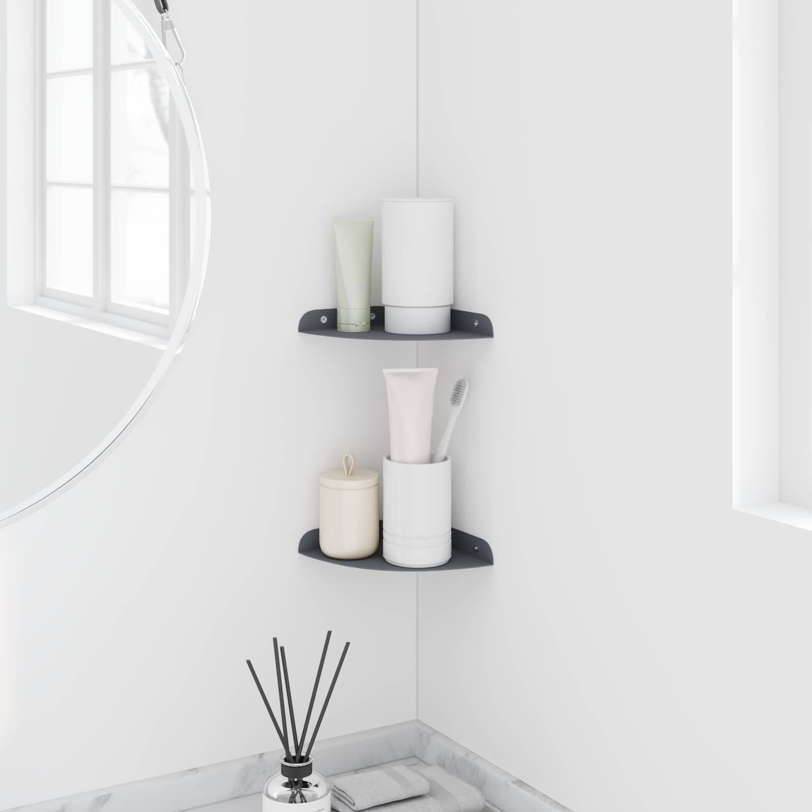 vidaXL Półka wisząca z półką 2 pcs Antracyt 15 x 15 x 2 cm