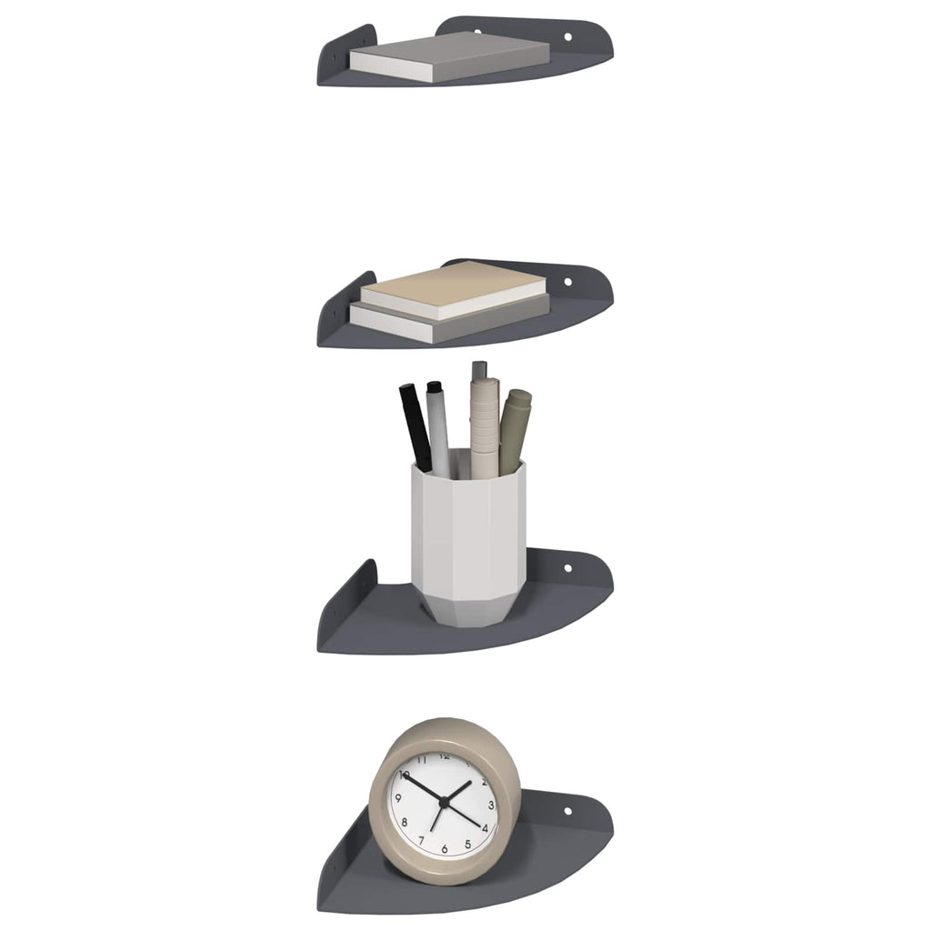vidaXL Półka wisząca z półką 4 pcs Antracyt 15 x 15 x 2 cm