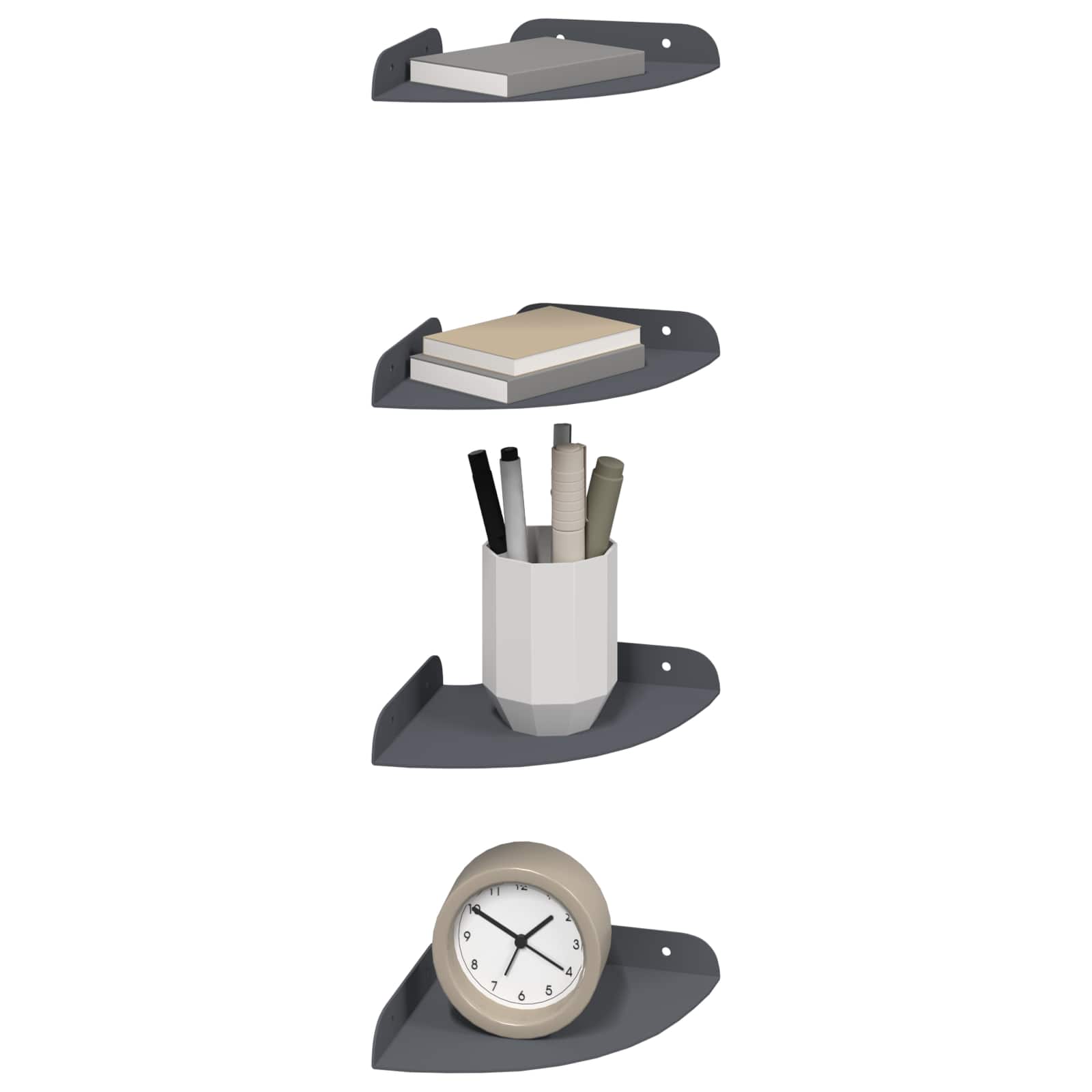 vidaXL Półka wisząca z półką 4 pcs Antracyt 15 x 15 x 2 cm