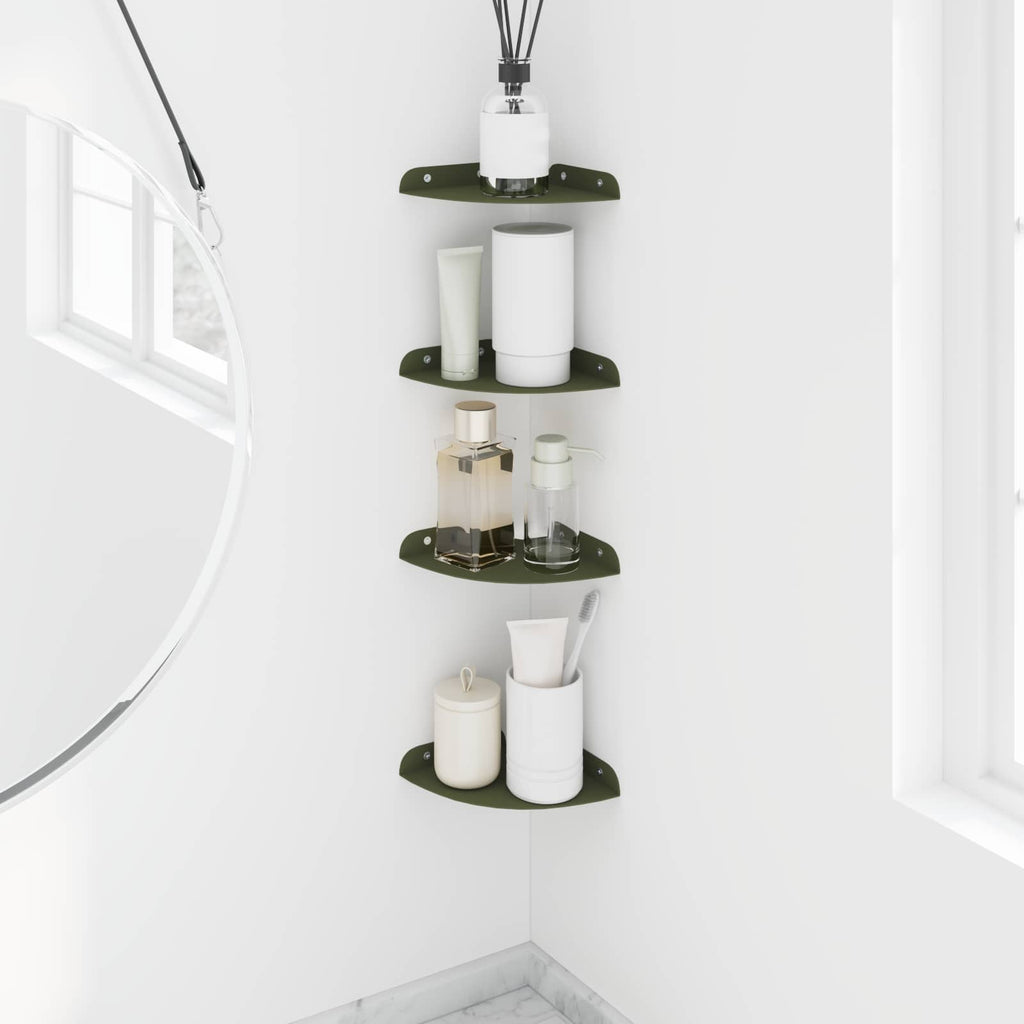 vidaXL Półka wisząca z półką 4 pcs Zielony oliwkowy 15 x 15 x 2 cm