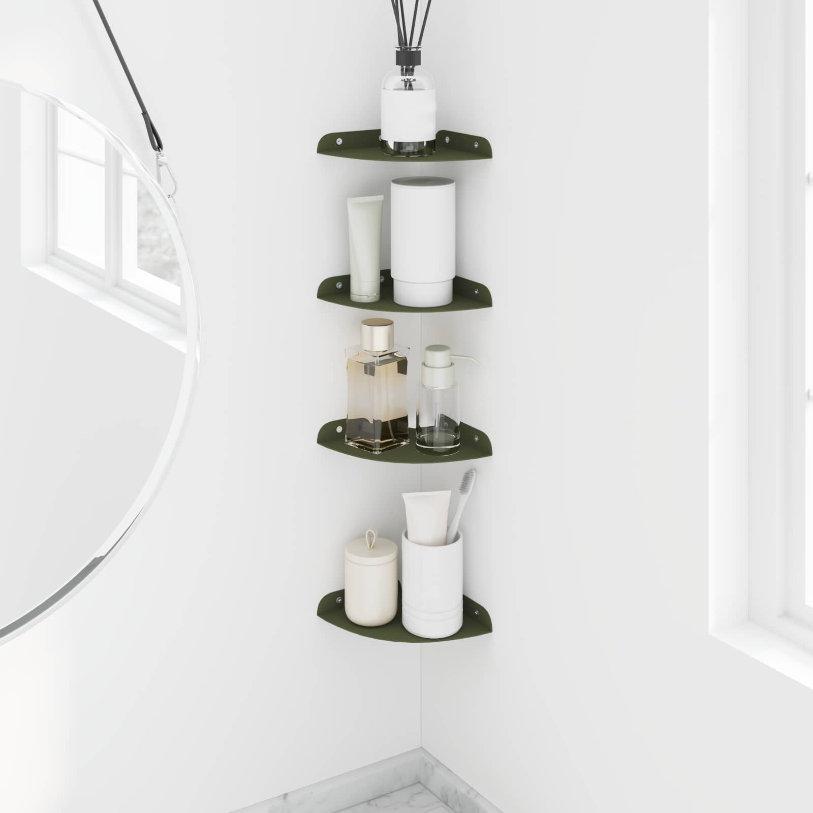 vidaXL Półka wisząca z półką 4 pcs Zielony oliwkowy 15 x 15 x 2 cm