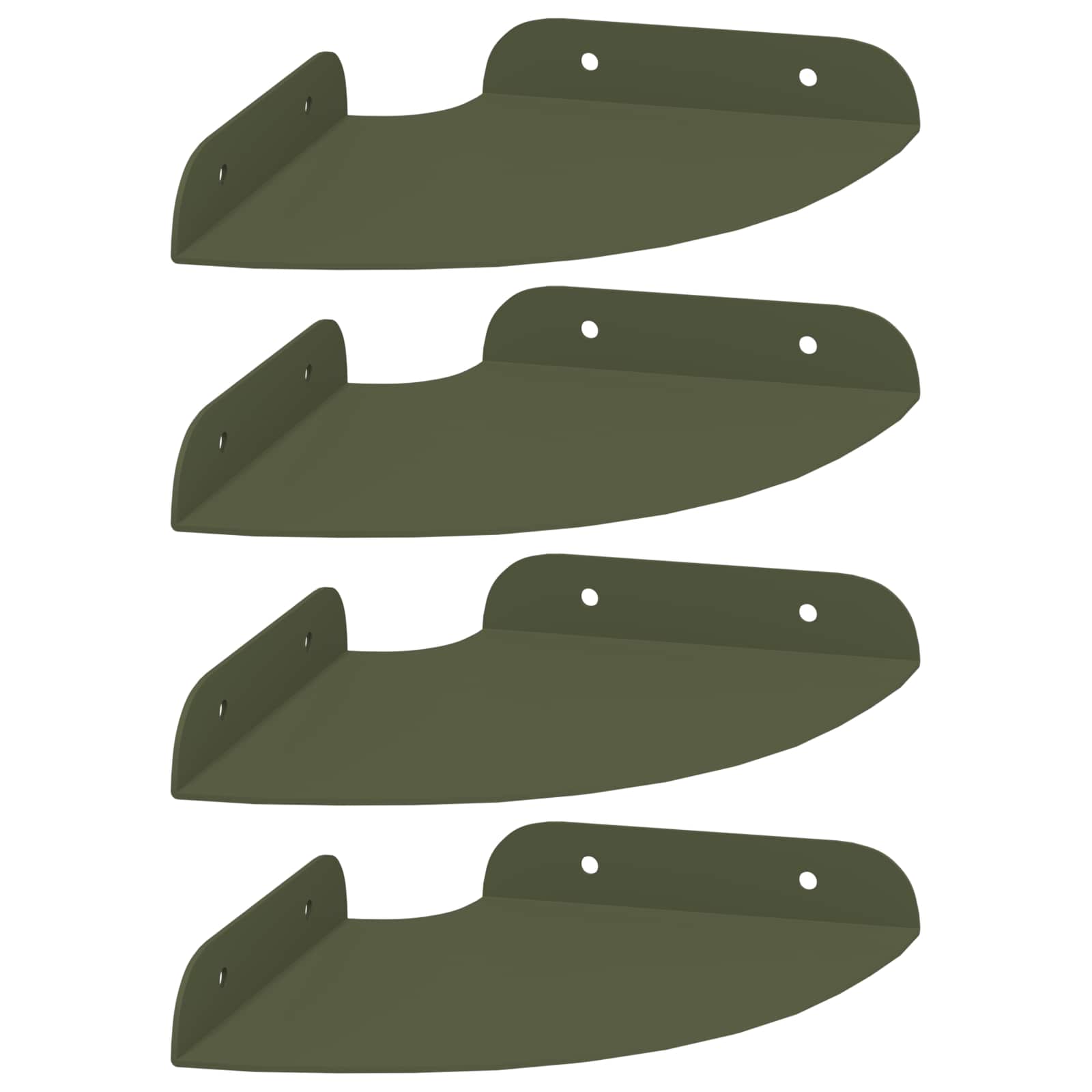 vidaXL Półka wisząca z półką 4 pcs Zielony oliwkowy 15 x 15 x 2 cm