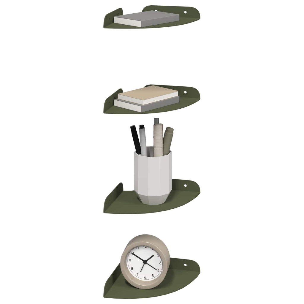 vidaXL Półka wisząca z półką 4 pcs Zielony oliwkowy 15 x 15 x 2 cm