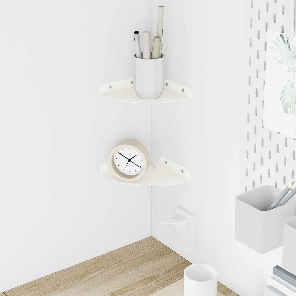 vidaXL Półka wisząca z półką 2 pcs Biały 15 x 15 x 2 cm