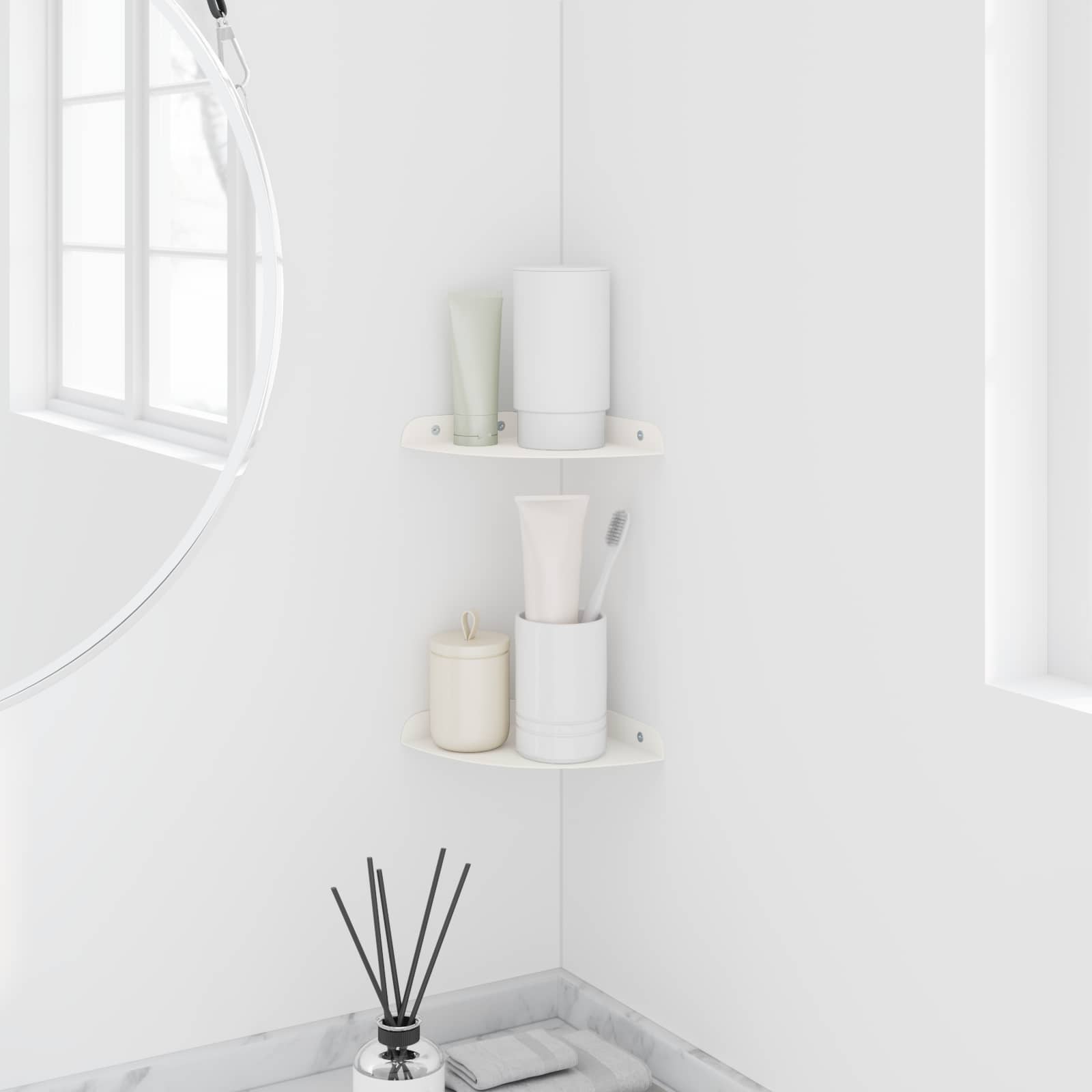 vidaXL Półka wisząca z półką 2 pcs Biały 15 x 15 x 2 cm