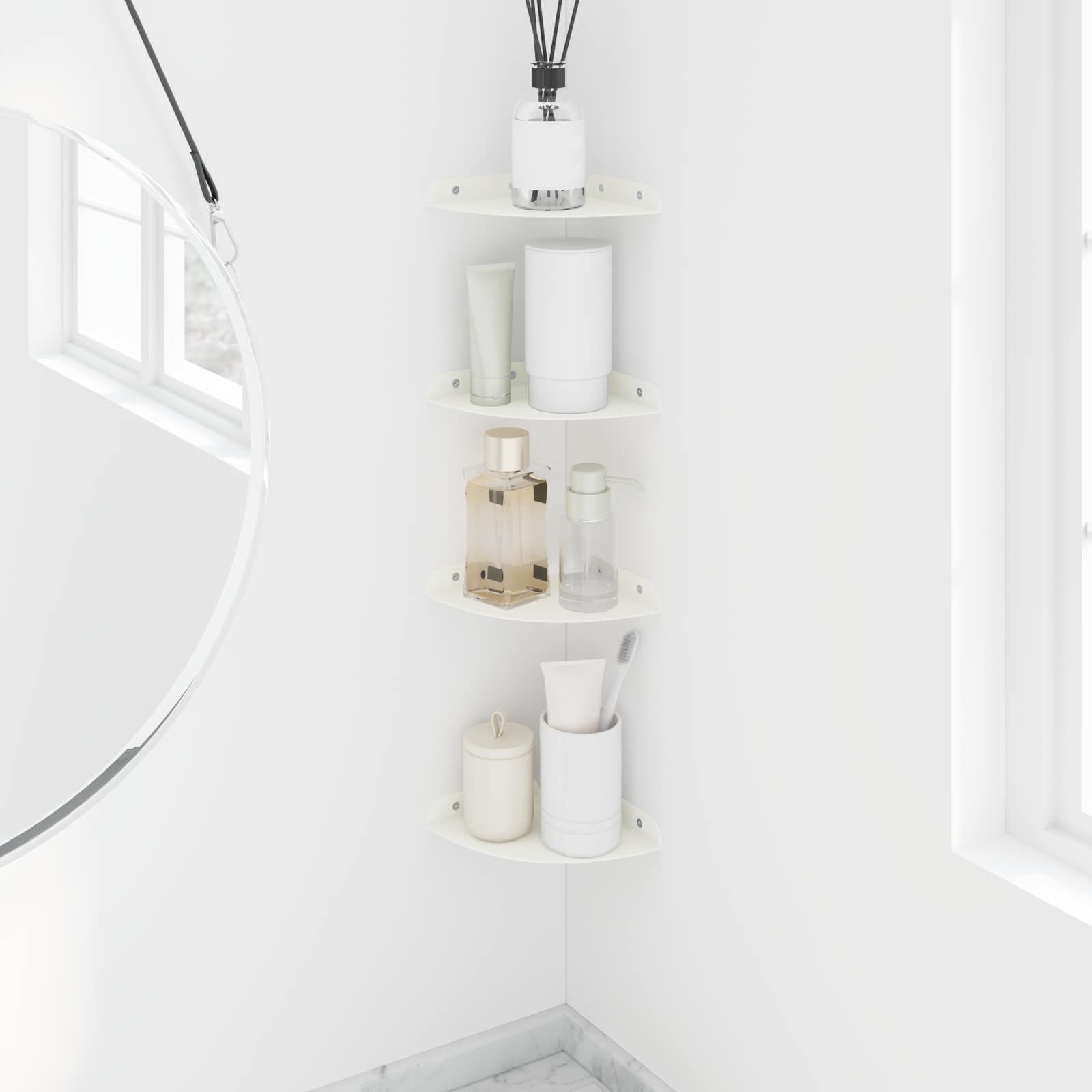 vidaXL Półka wisząca z półką 4 pcs Biały 15 x 15 x 2 cm