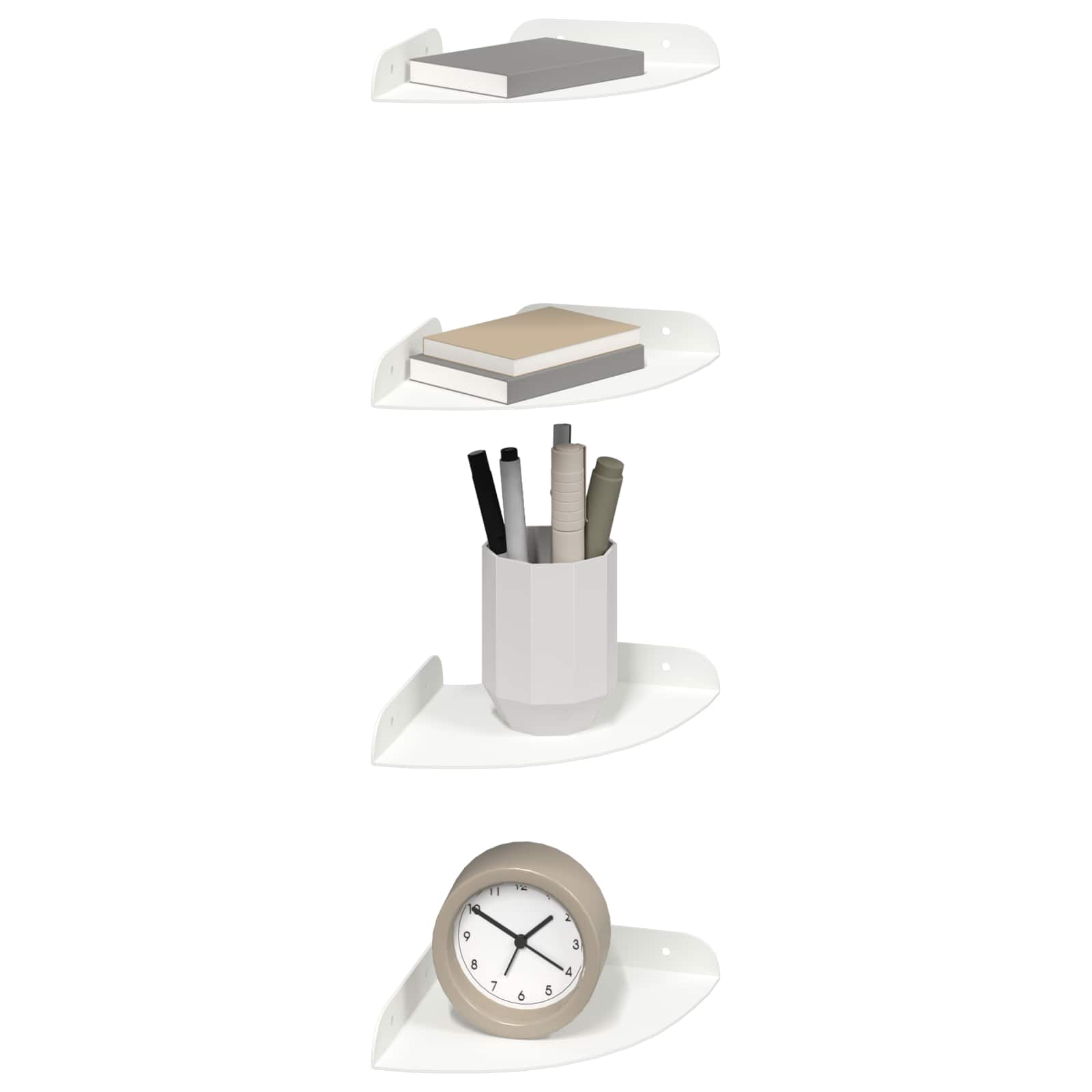 vidaXL Półka wisząca z półką 4 pcs Biały 15 x 15 x 2 cm