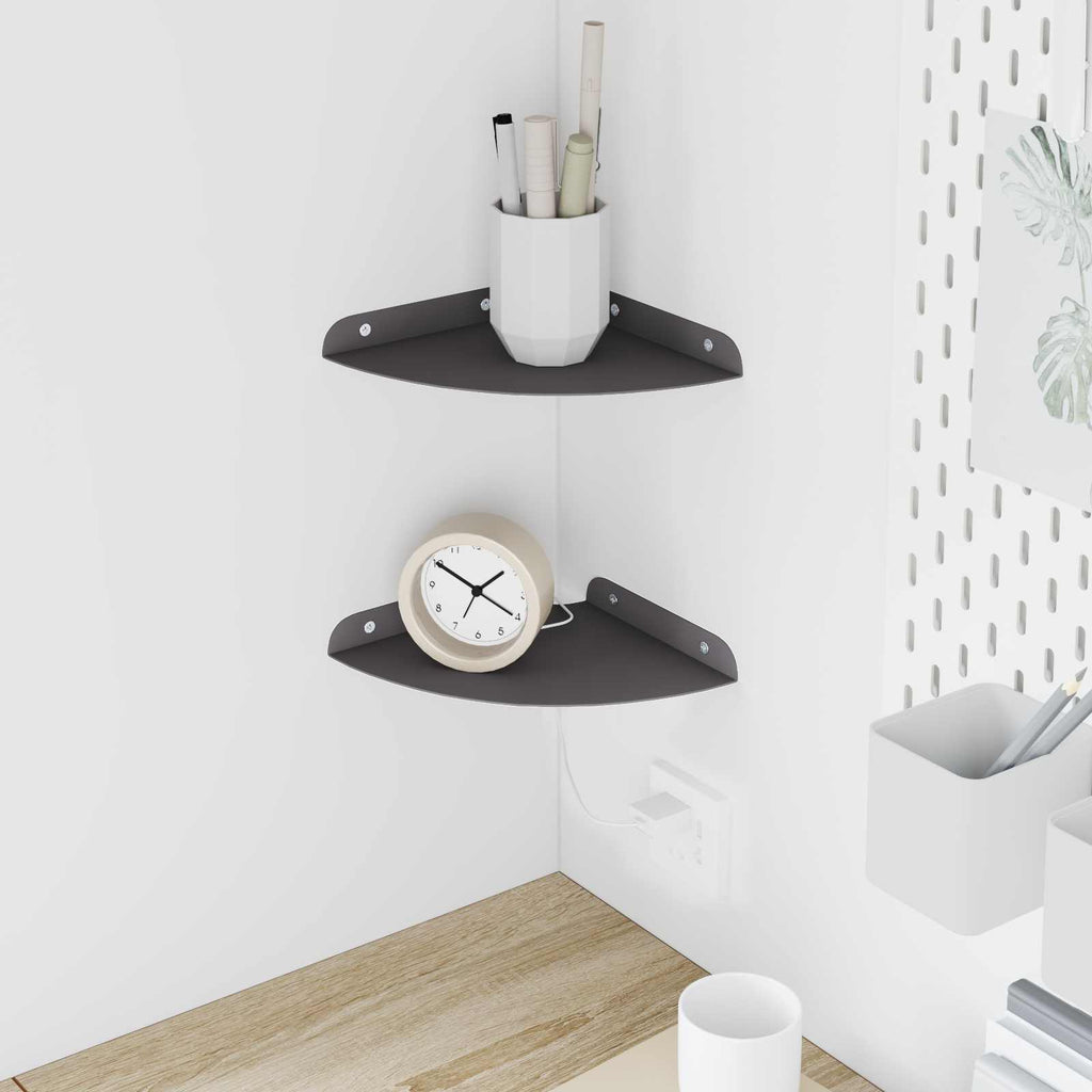 vidaXL Półka wisząca z półką 2 pcs Czarny 18 x 18 x 2 cm