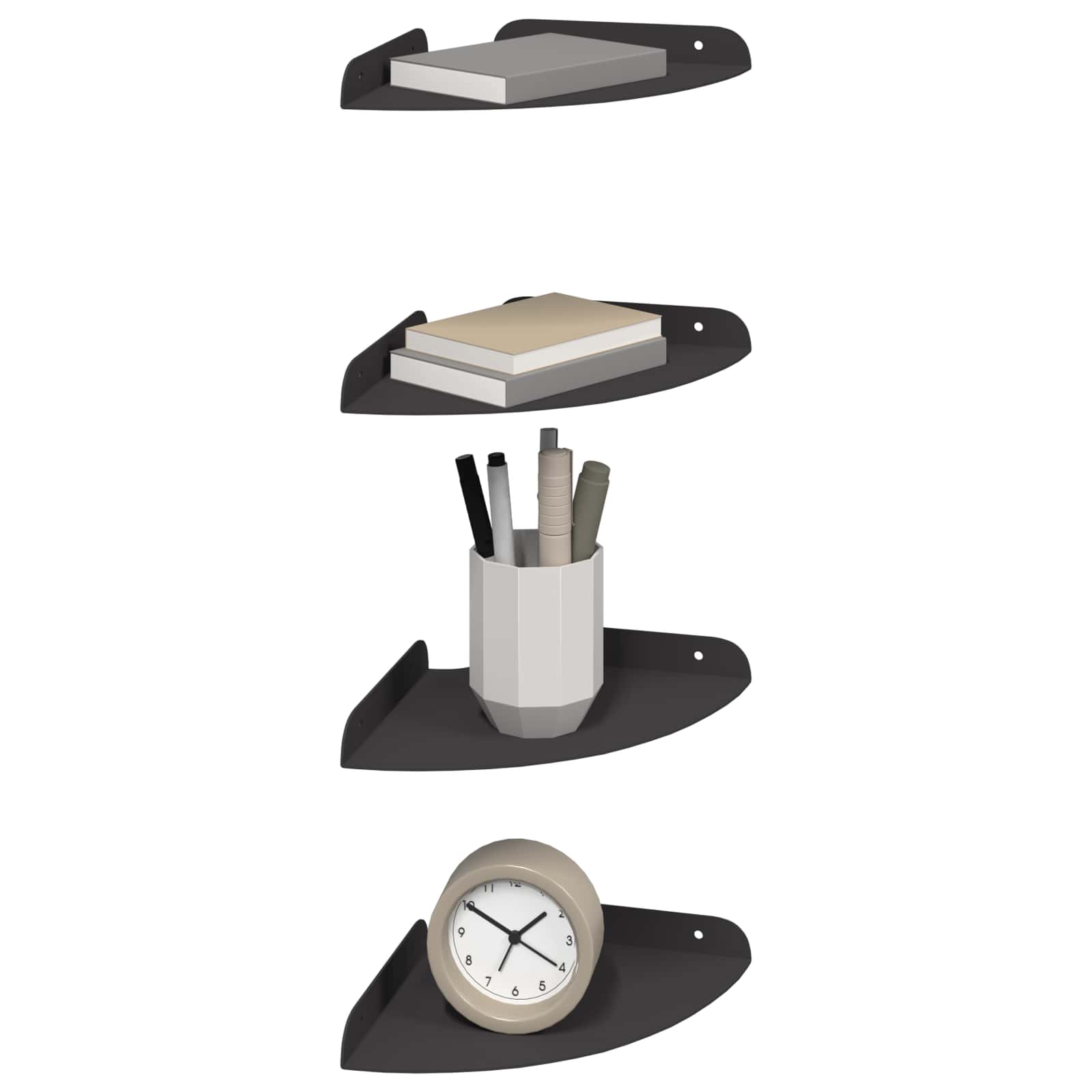 vidaXL Półka wisząca z półką 4 pcs Czarny 18 x 18 x 2 cm