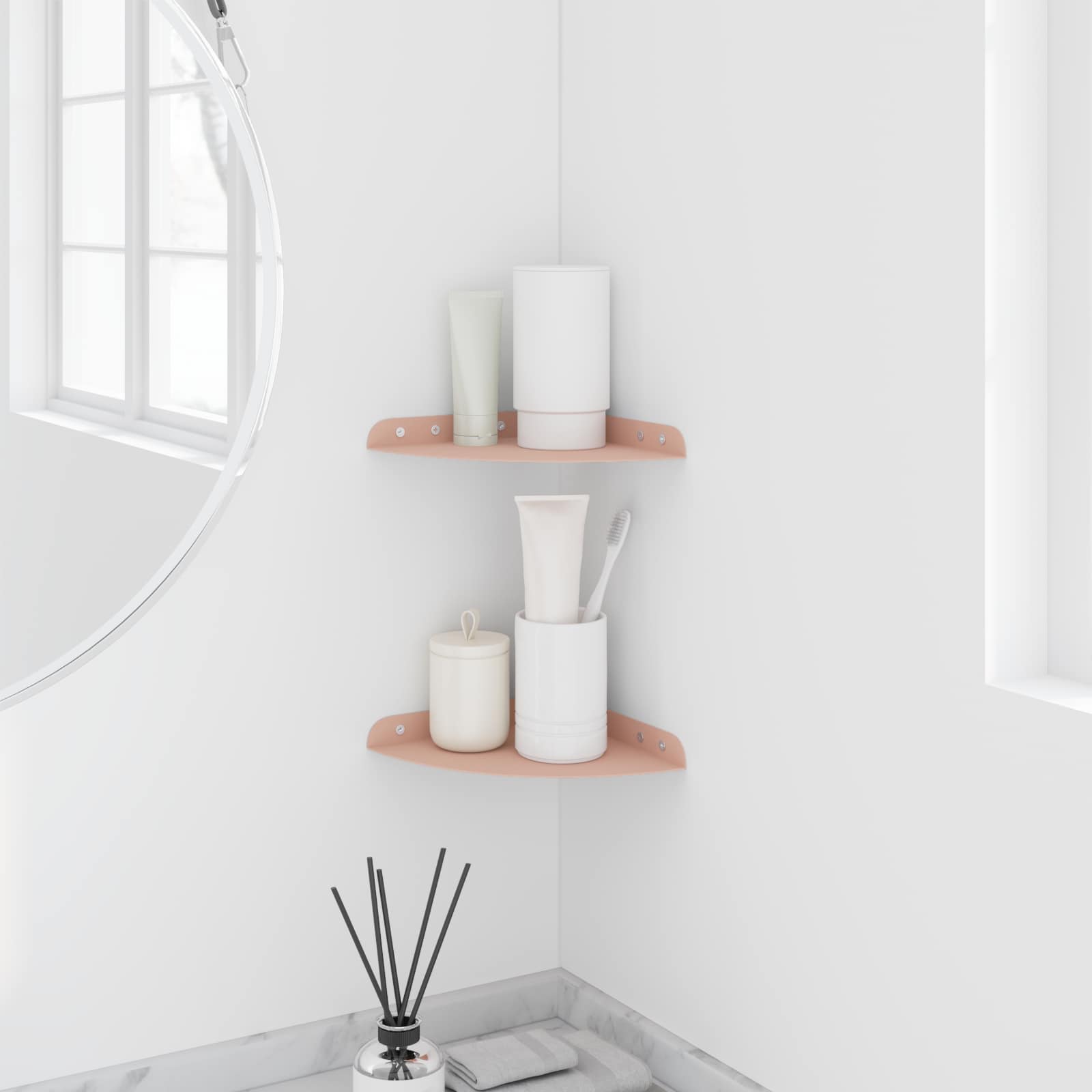 vidaXL Półka wisząca z półką 2 pcs Różowy 18 x 18 x 2 cm