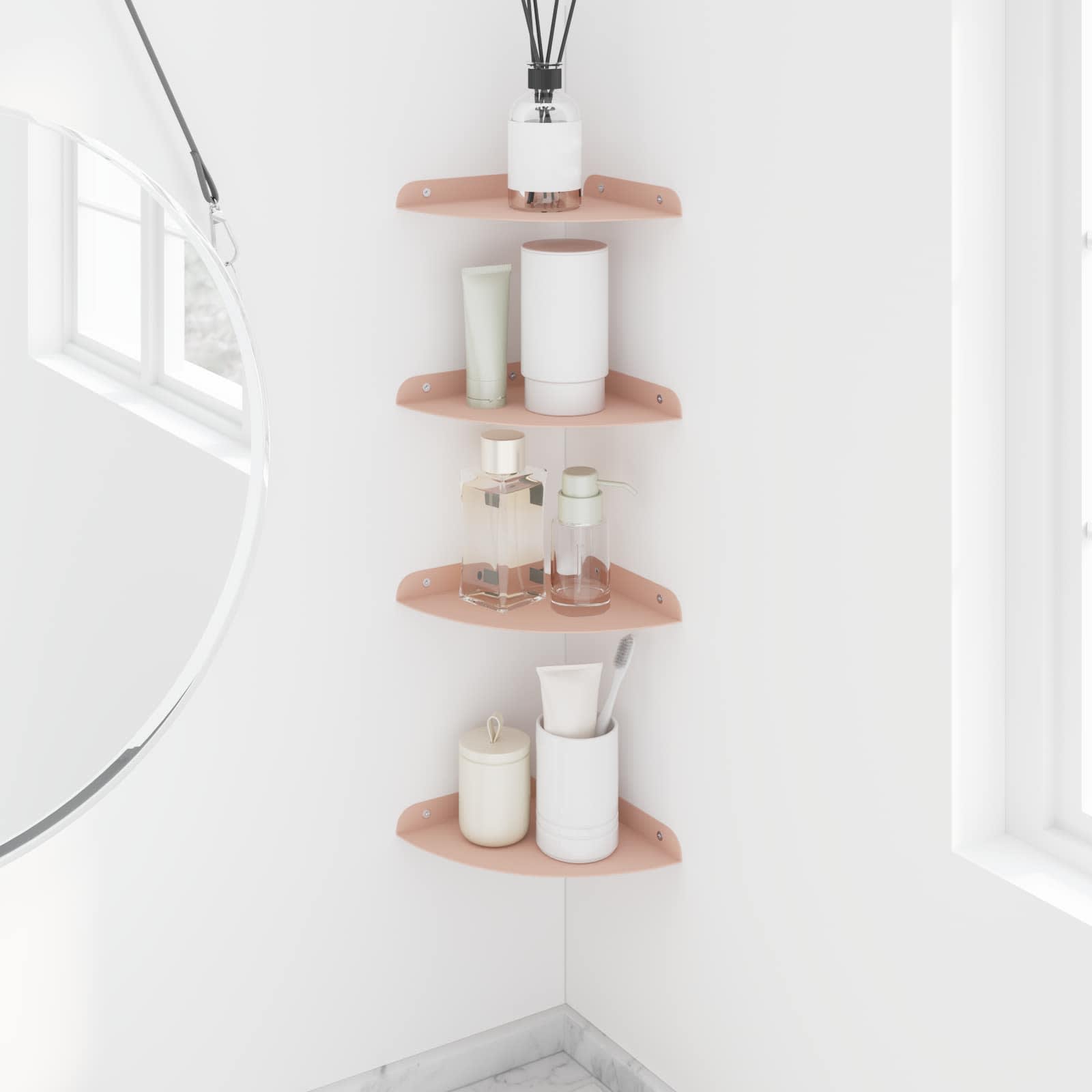 vidaXL Półka wisząca z półką 4 pcs Różowy 18 x 18 x 2 cm