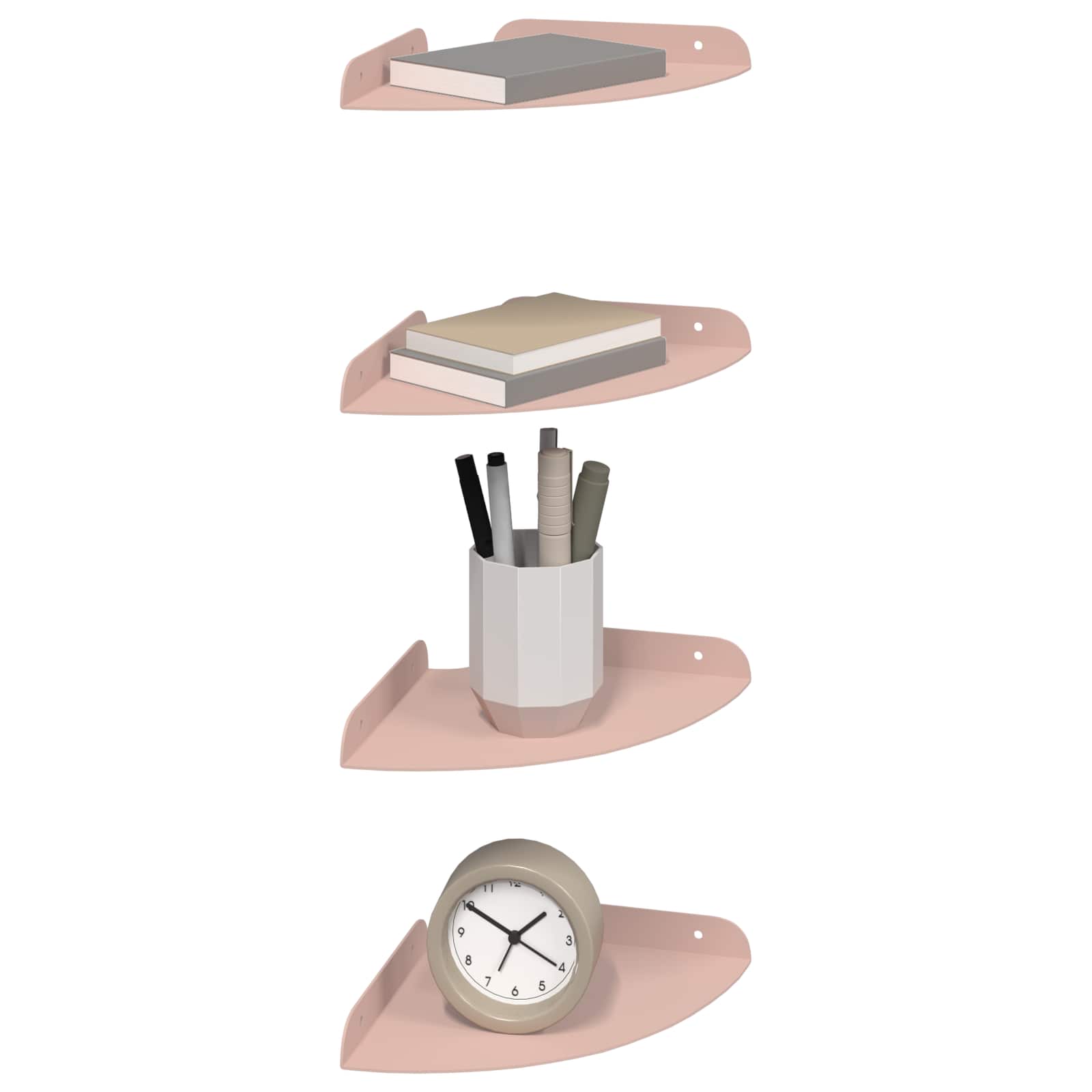 vidaXL Półka wisząca z półką 4 pcs Różowy 18 x 18 x 2 cm