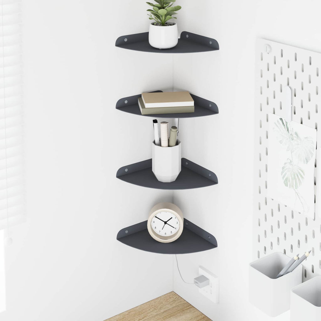 vidaXL Półka wisząca z półką 4 pcs Antracyt 18 x 18 x 2 cm