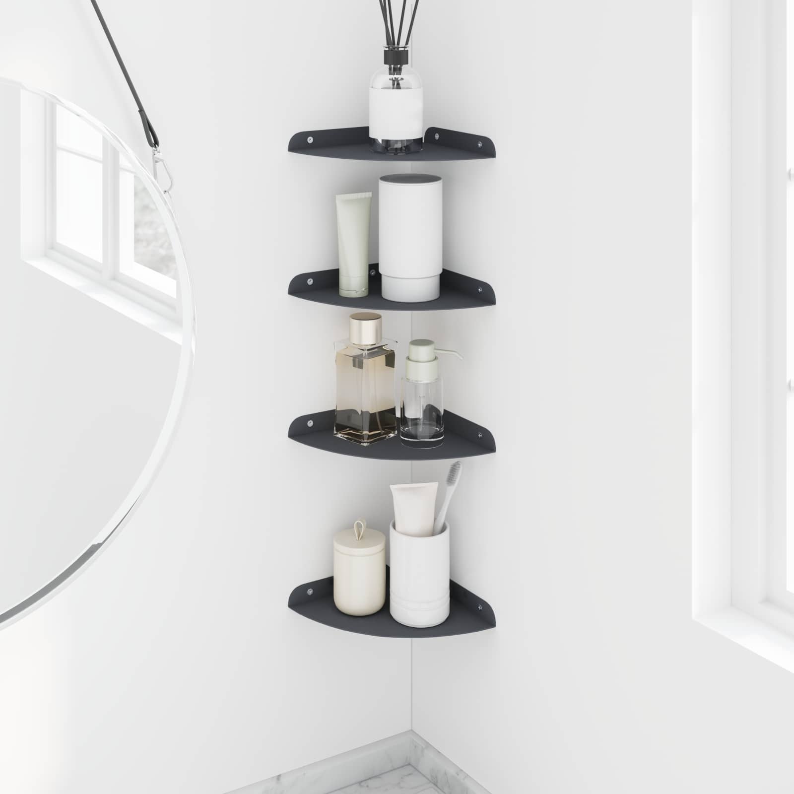 vidaXL Półka wisząca z półką 4 pcs Antracyt 18 x 18 x 2 cm