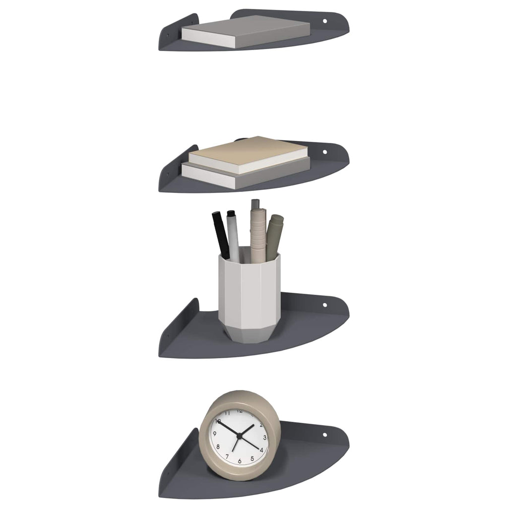 vidaXL Półka wisząca z półką 4 pcs Antracyt 18 x 18 x 2 cm