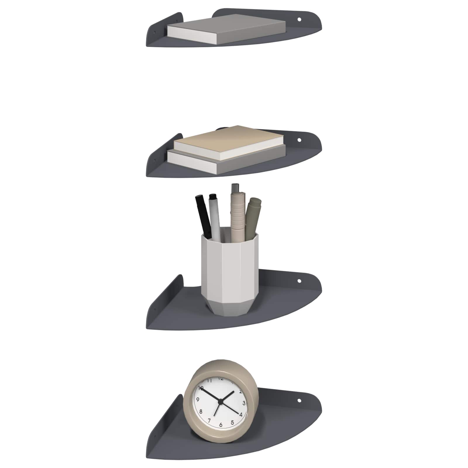 vidaXL Półka wisząca z półką 4 pcs Antracyt 18 x 18 x 2 cm