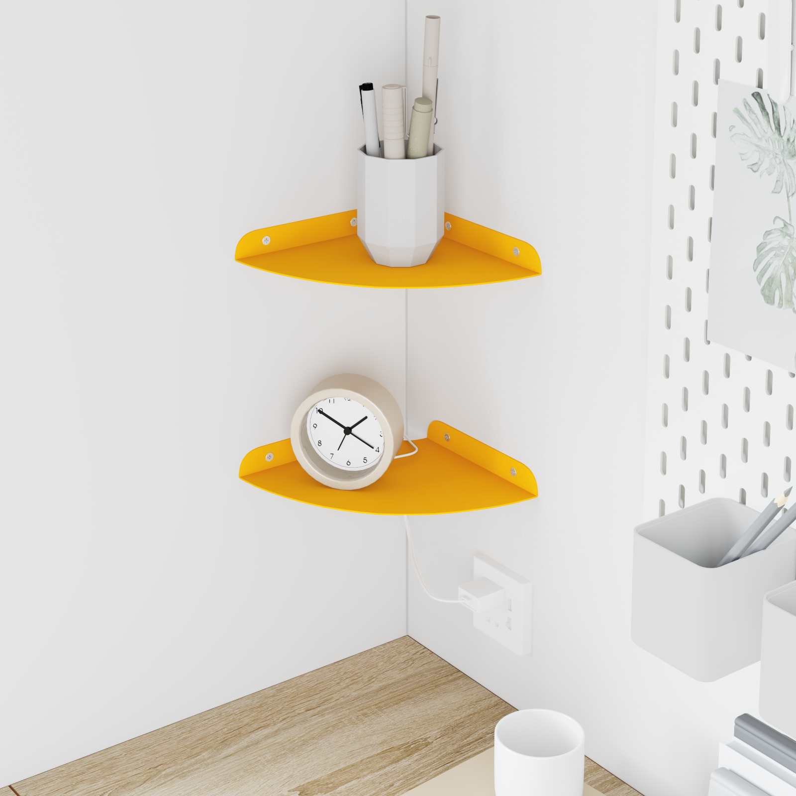 vidaXL Półka wisząca z półką 2 pcs Musztardowy Żółty 18 x 18 x 2 cm