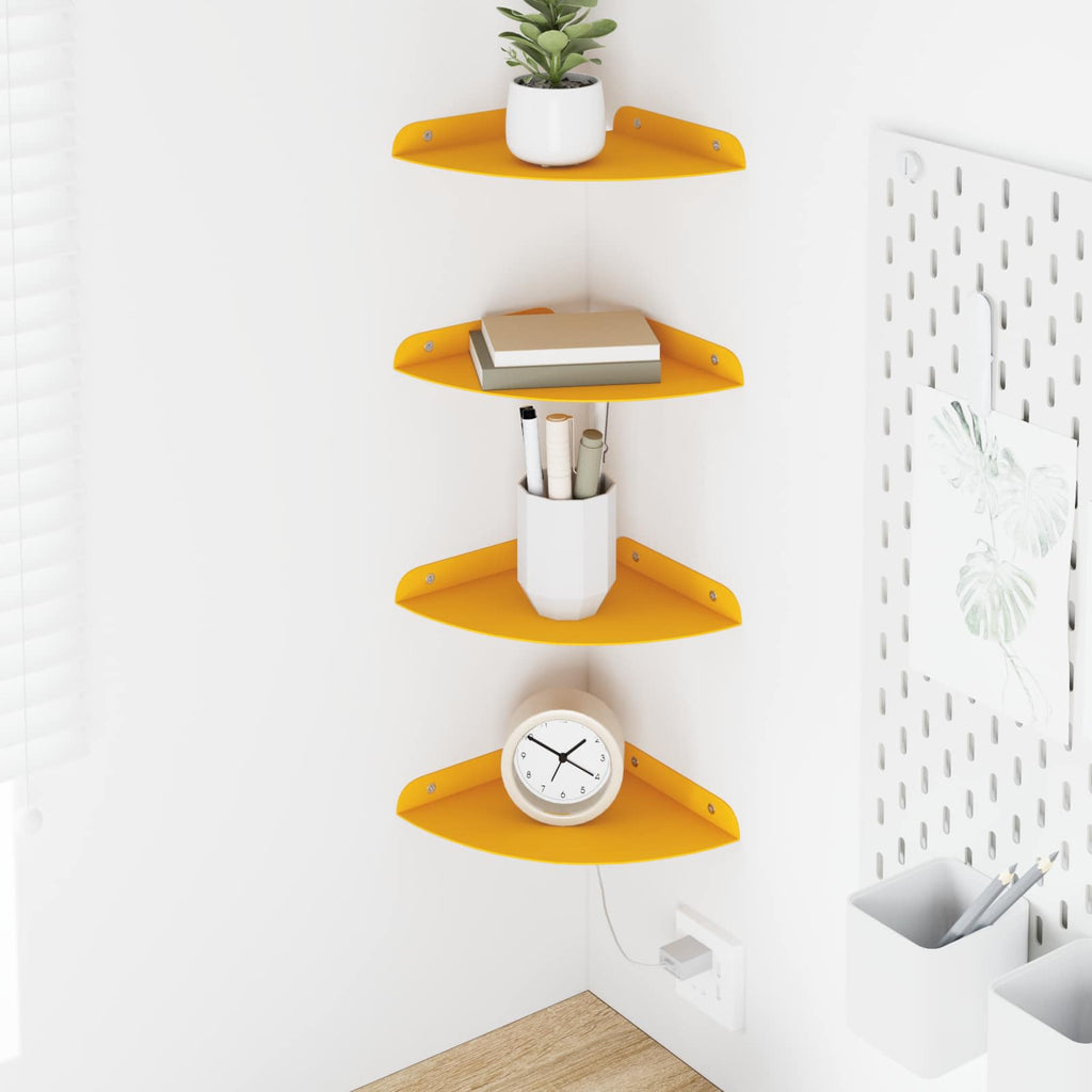 vidaXL Półka wisząca z półką 4 pcs Musztardowy Żółty 18 x 18 x 2 cm