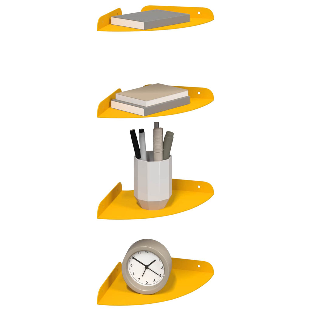 vidaXL Półka wisząca z półką 4 pcs Musztardowy Żółty 18 x 18 x 2 cm