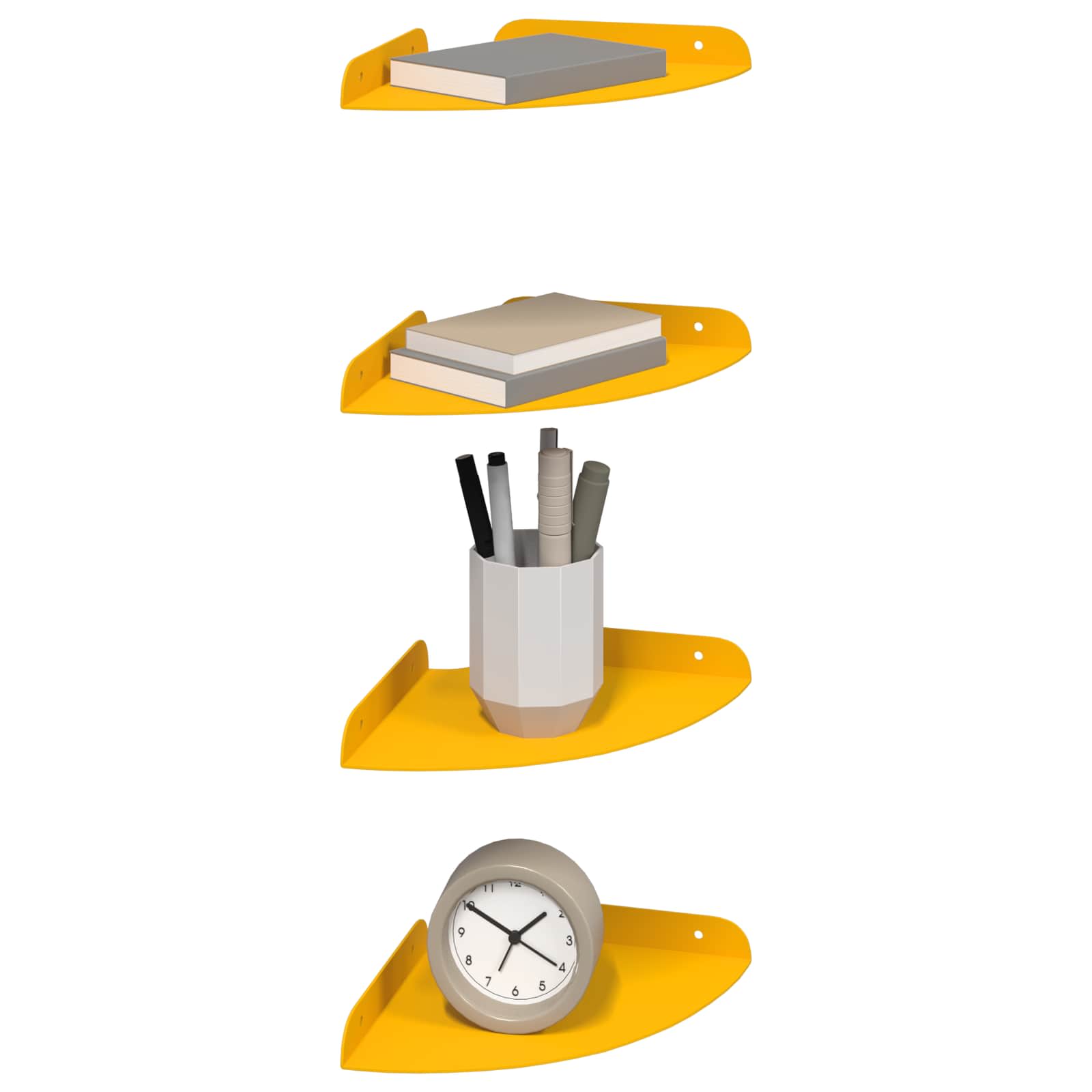 vidaXL Półka wisząca z półką 4 pcs Musztardowy Żółty 18 x 18 x 2 cm