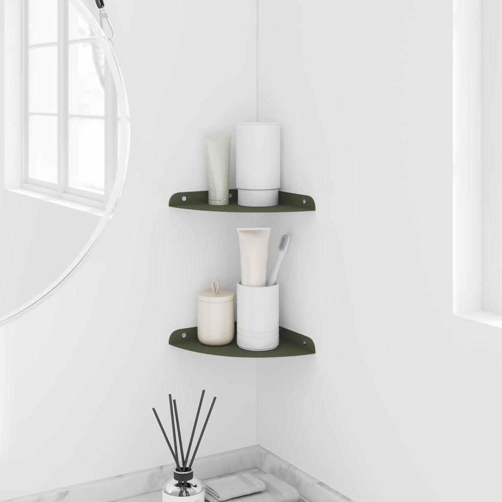 vidaXL Półka wisząca z półką 2 pcs Zielony oliwkowy 18 x 18 x 2 cm