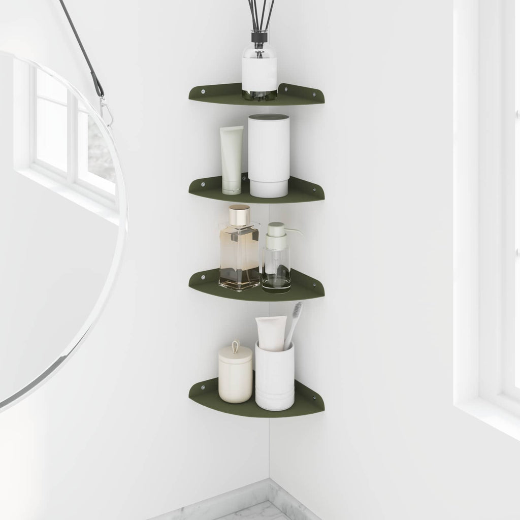 vidaXL Półka wisząca z półką 4 pcs Zielony oliwkowy 18 x 18 x 2 cm