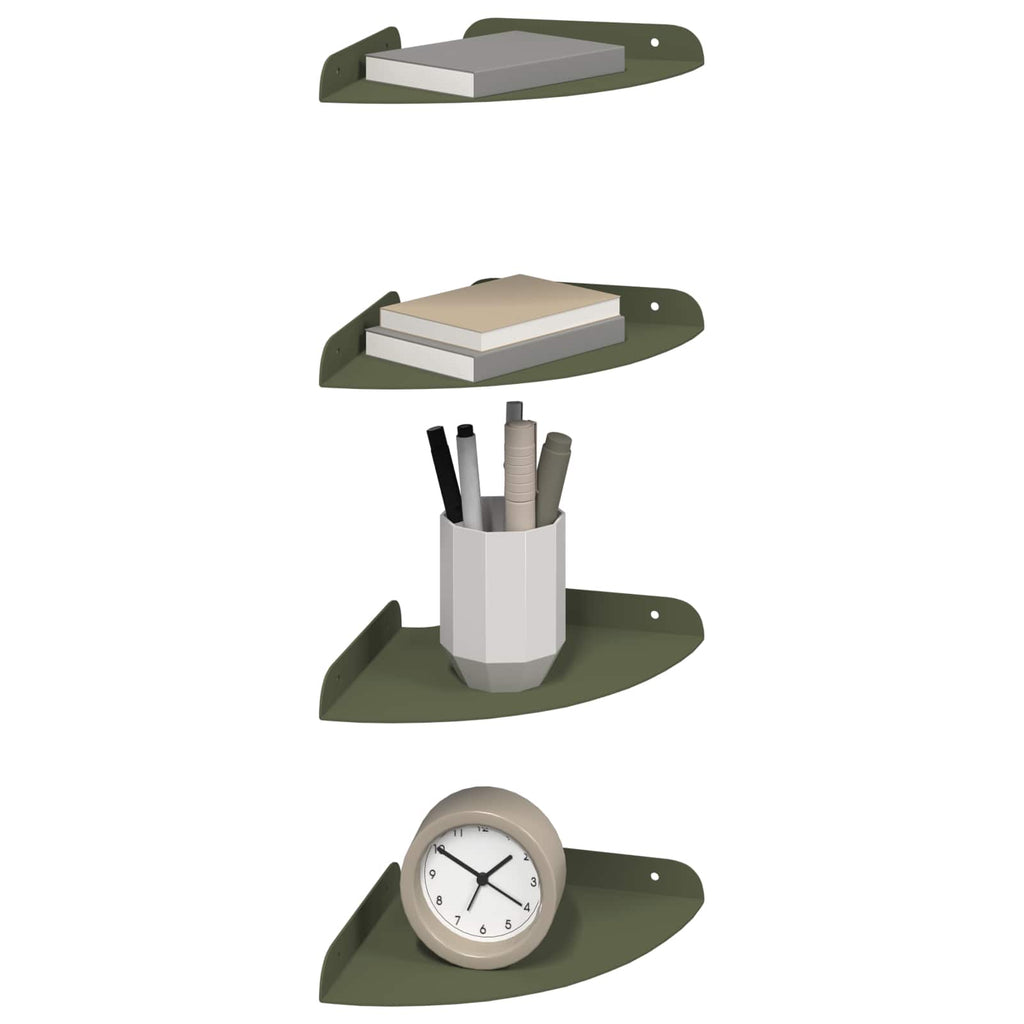 vidaXL Półka wisząca z półką 4 pcs Zielony oliwkowy 18 x 18 x 2 cm