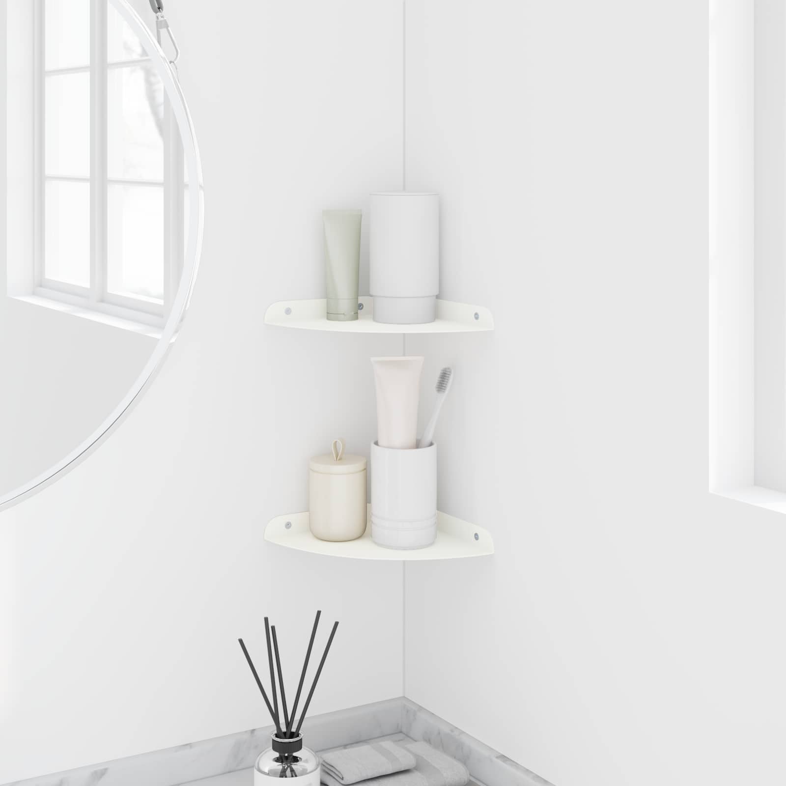 vidaXL Półka wisząca z półką 2 pcs Biały 18 x 18 x 2 cm