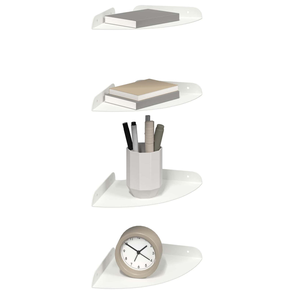 vidaXL Półka wisząca z półką 4 pcs Biały 18 x 18 x 2 cm