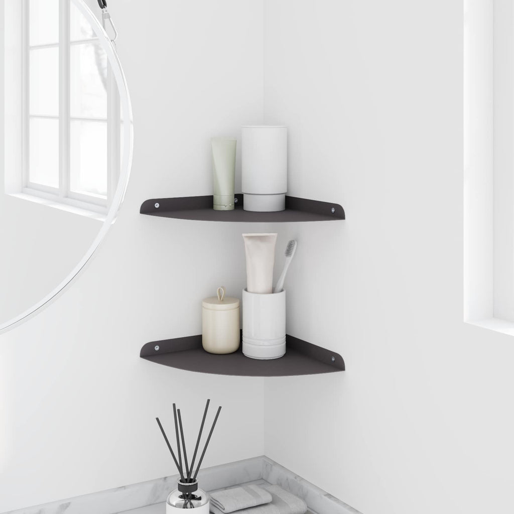vidaXL Pływająca Półka w Rogu z półką 2 pcs Czarny 24 x 24 x 2 cm