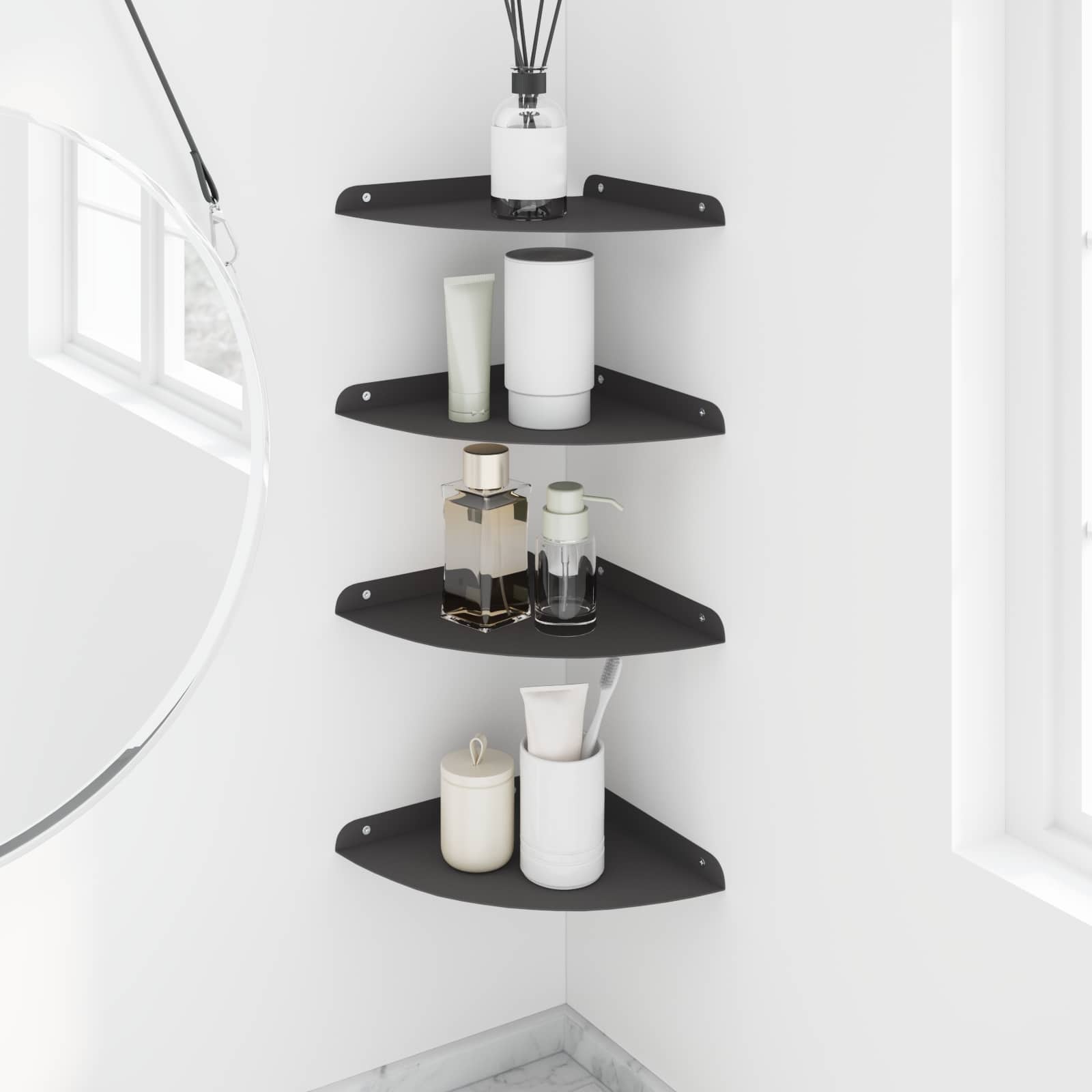 vidaXL Półka wisząca z półką 4 pcs Czarny 24 x 24 x 2 cm