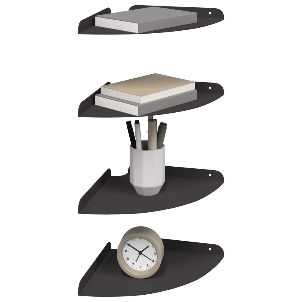 vidaXL Półka wisząca z półką 4 pcs Czarny 24 x 24 x 2 cm