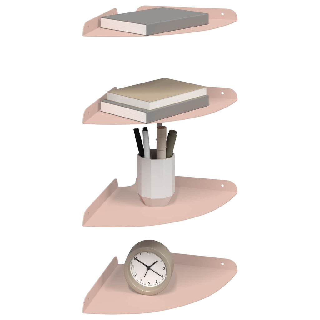 vidaXL Półka wisząca z półką 4 pcs Różowy 24 x 24 x 2 cm