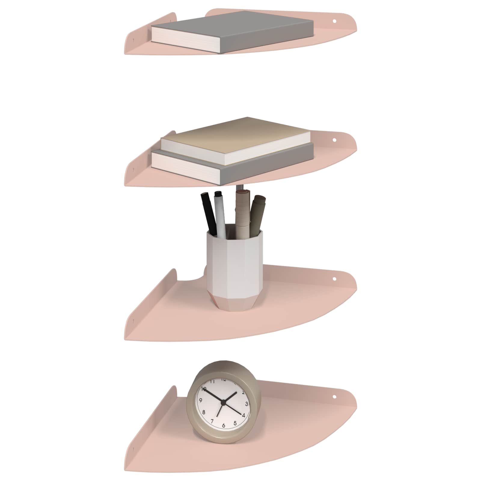 vidaXL Półka wisząca z półką 4 pcs Różowy 24 x 24 x 2 cm