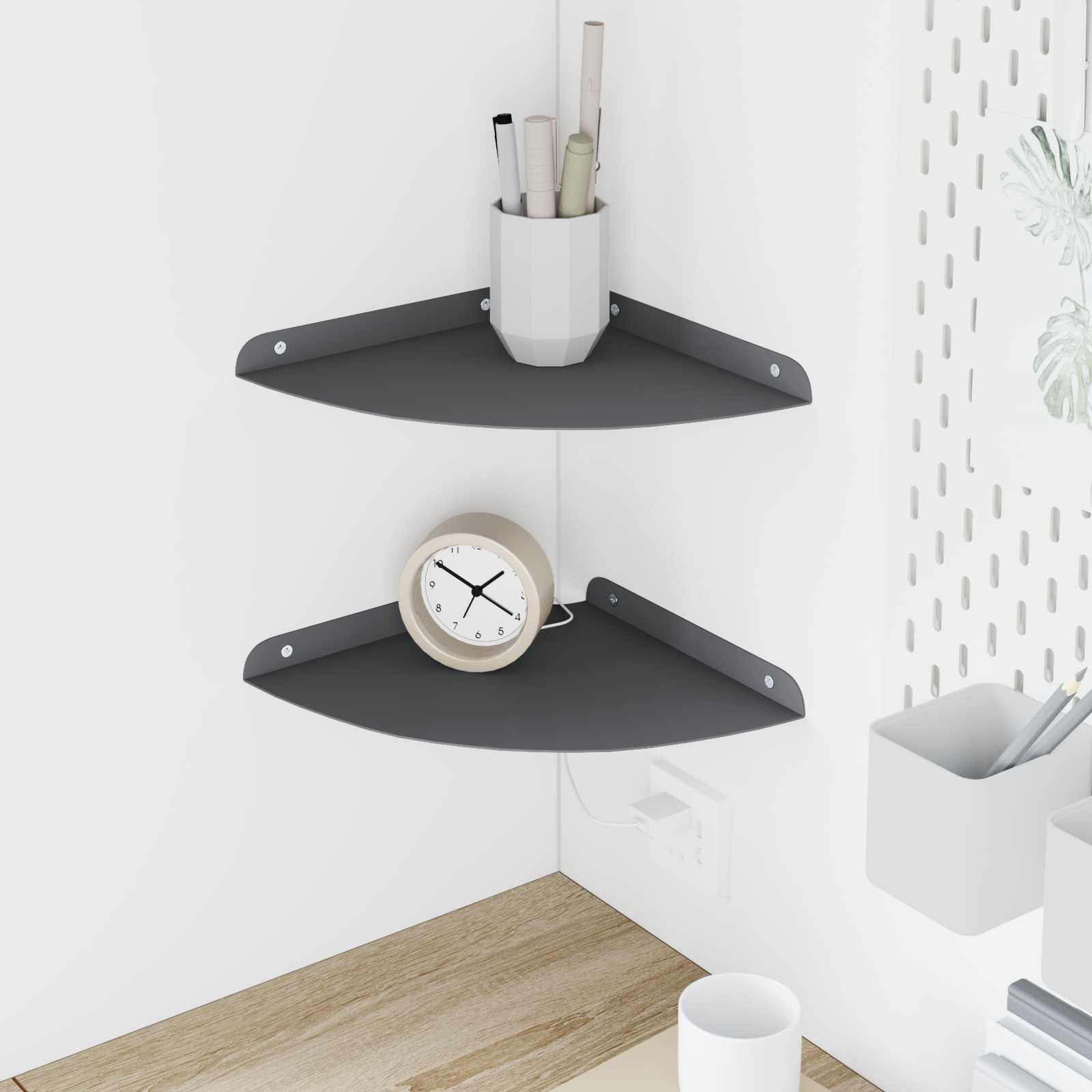 vidaXL Półka wisząca z półką 2 pcs Antracyt 24 x 24 x 2 cm