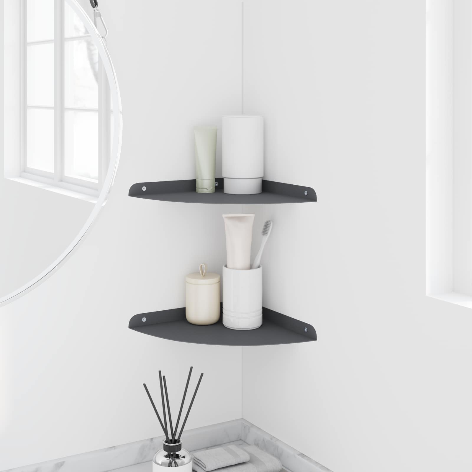 vidaXL Półka wisząca z półką 2 pcs Antracyt 24 x 24 x 2 cm