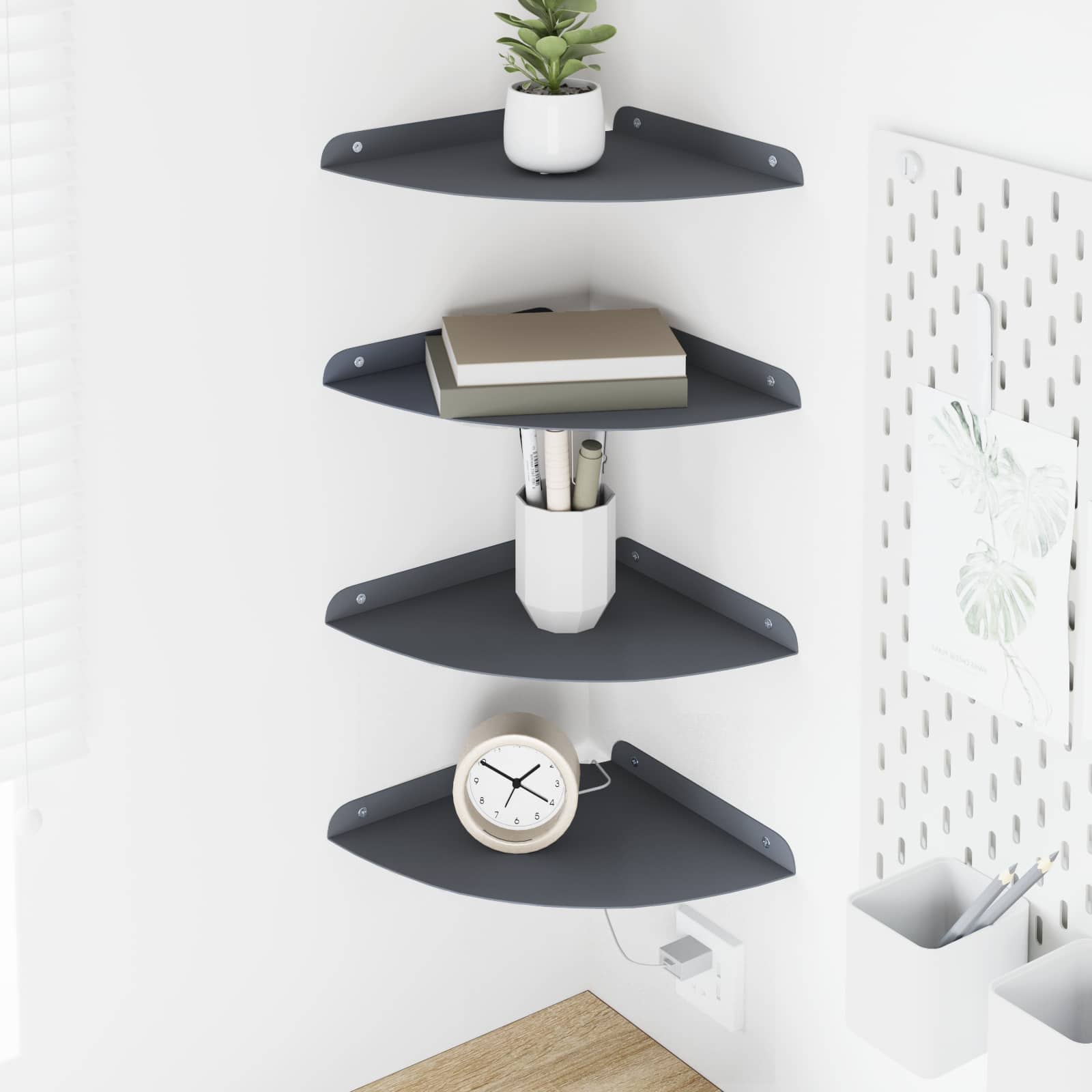 vidaXL Półka wisząca z półką 4 pcs Antracyt 24 x 24 x 2,3 cm