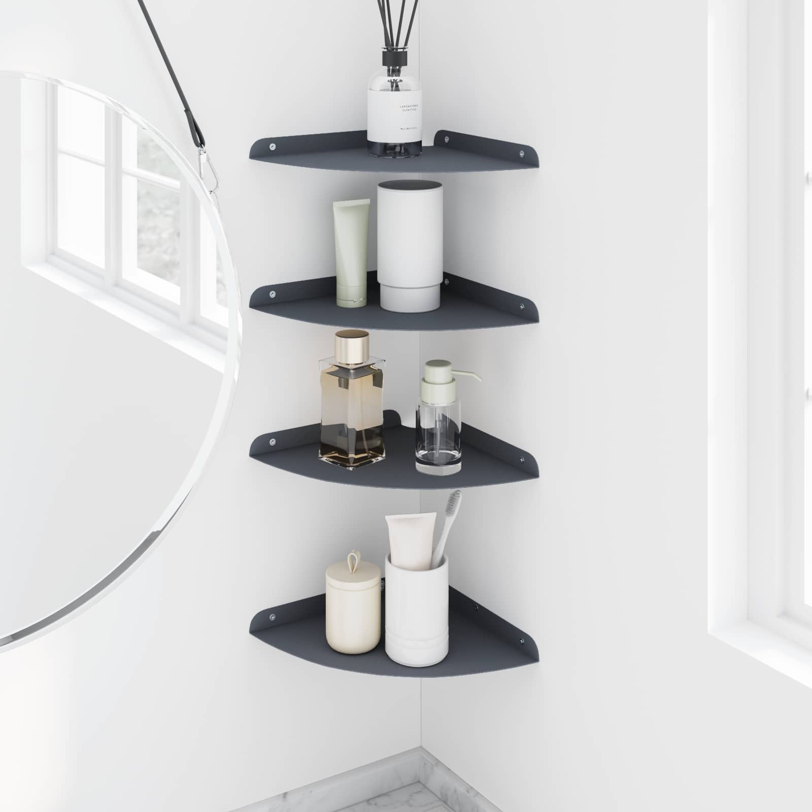 vidaXL Półka wisząca z półką 4 pcs Antracyt 24 x 24 x 2,3 cm