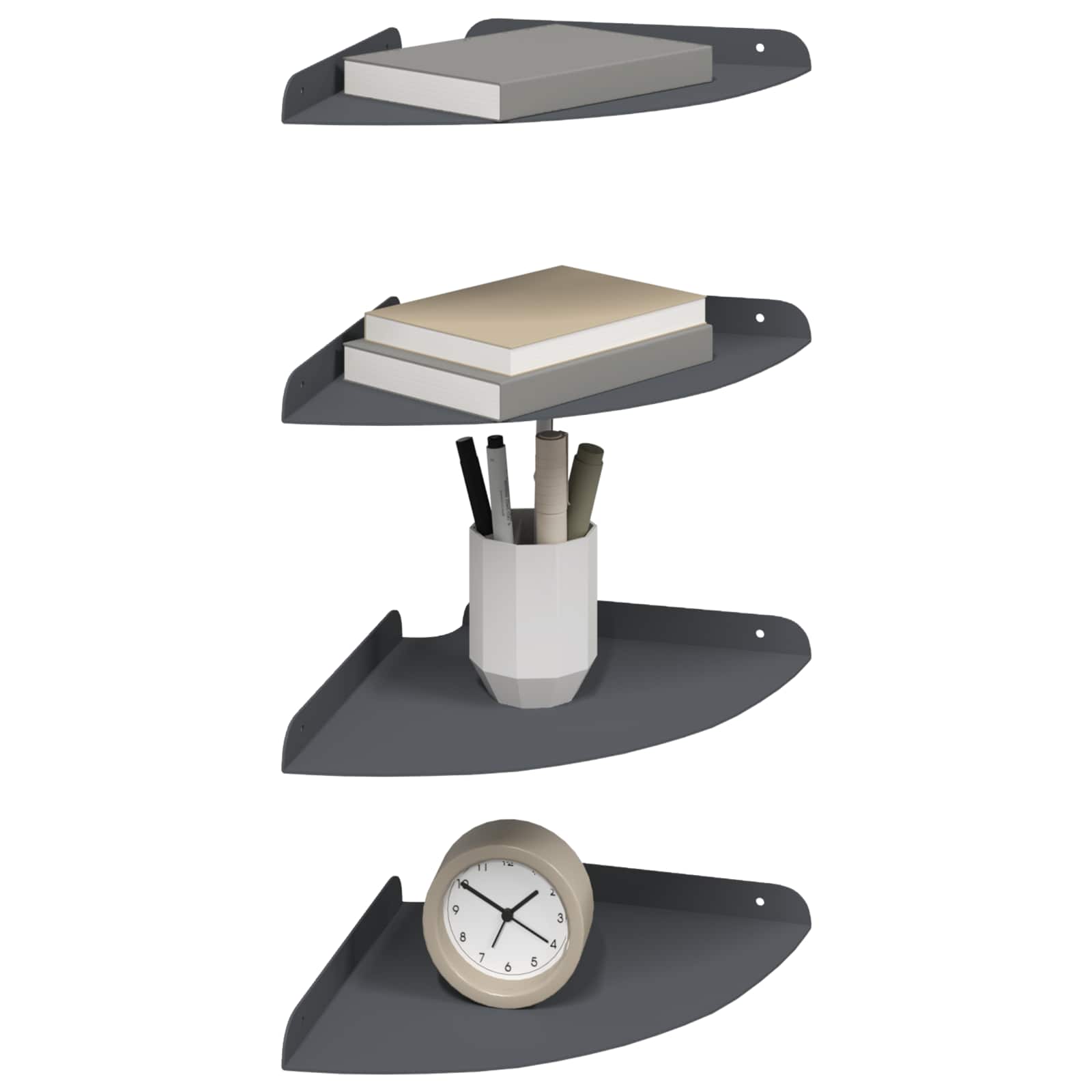 vidaXL Półka wisząca z półką 4 pcs Antracyt 24 x 24 x 2,3 cm