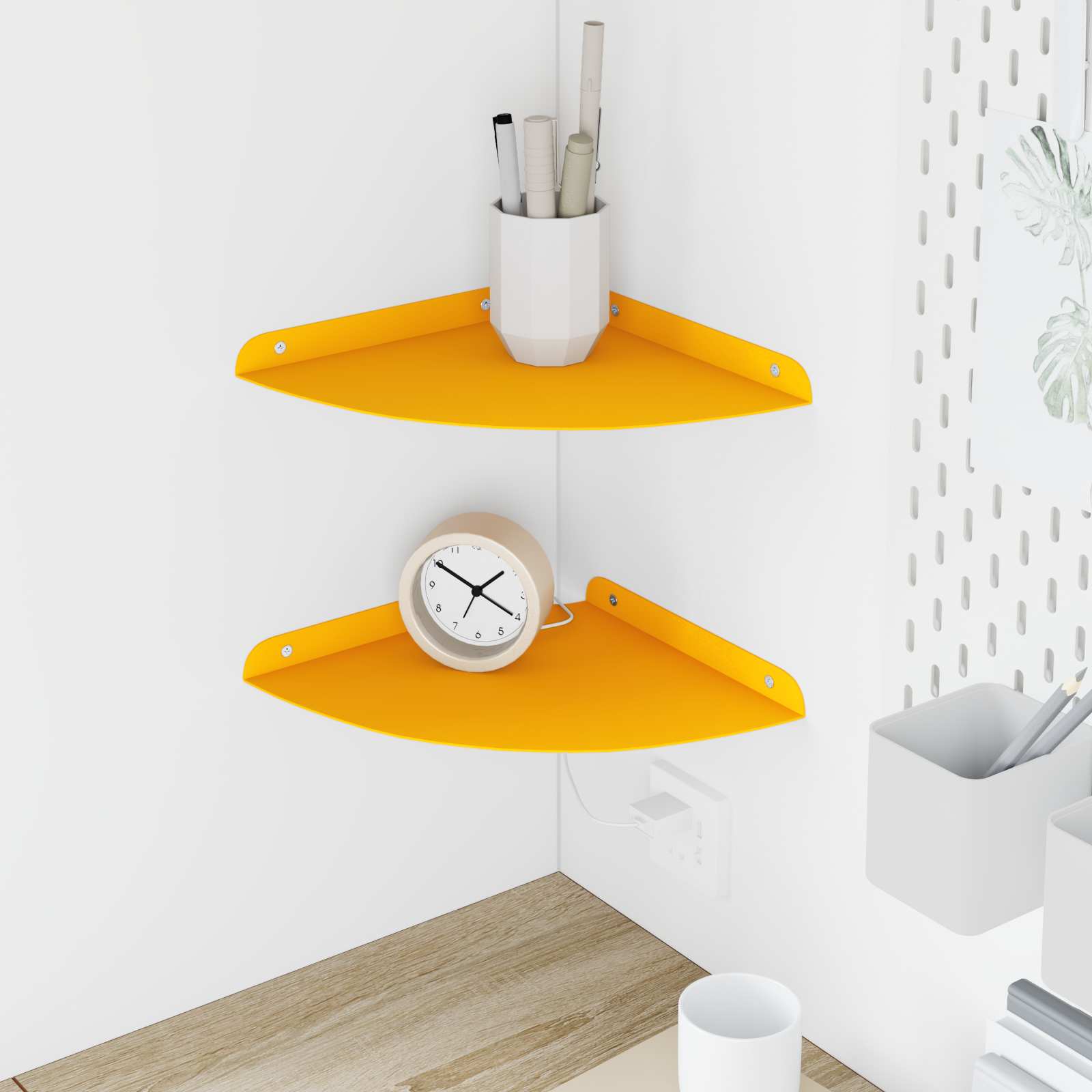 vidaXL Półka wisząca z półką 2 pcs Musztardowy Żółty 24 x 24 x 2 cm