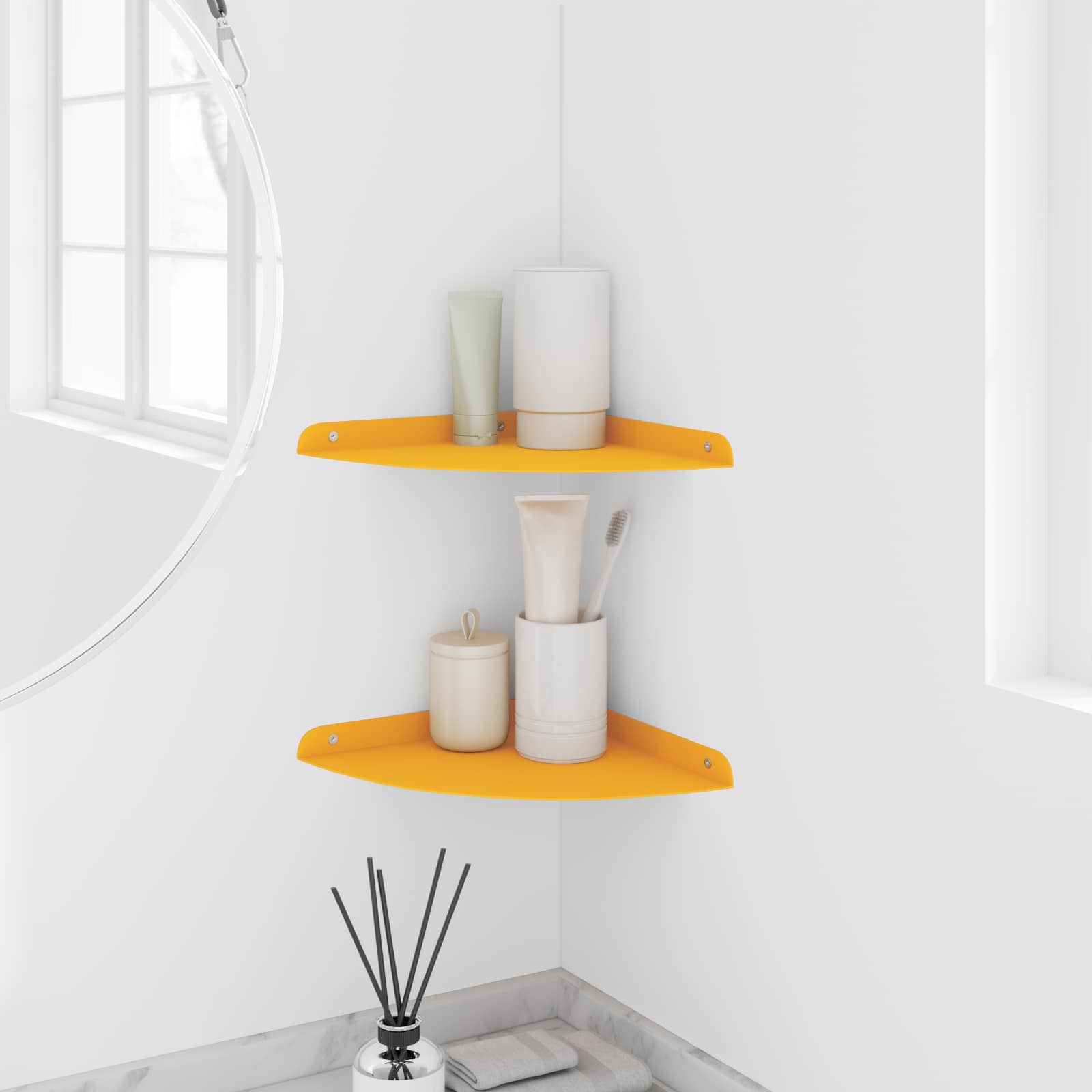 vidaXL Półka wisząca z półką 2 pcs Musztardowy Żółty 24 x 24 x 2 cm