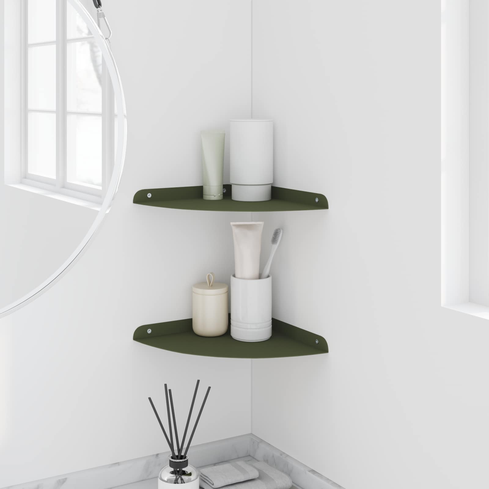 vidaXL Półka wisząca z półką 2 pcs Zielony oliwkowy 24 x 24 x 2 cm