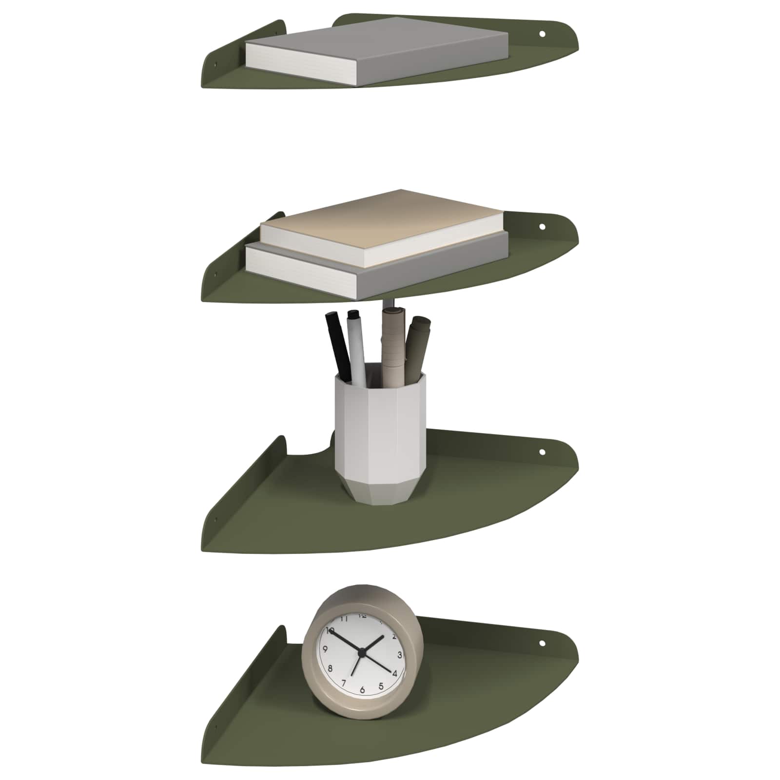 vidaXL Półka wisząca z półką 4 pcs Zielony oliwkowy 24 x 24 x 2 cm